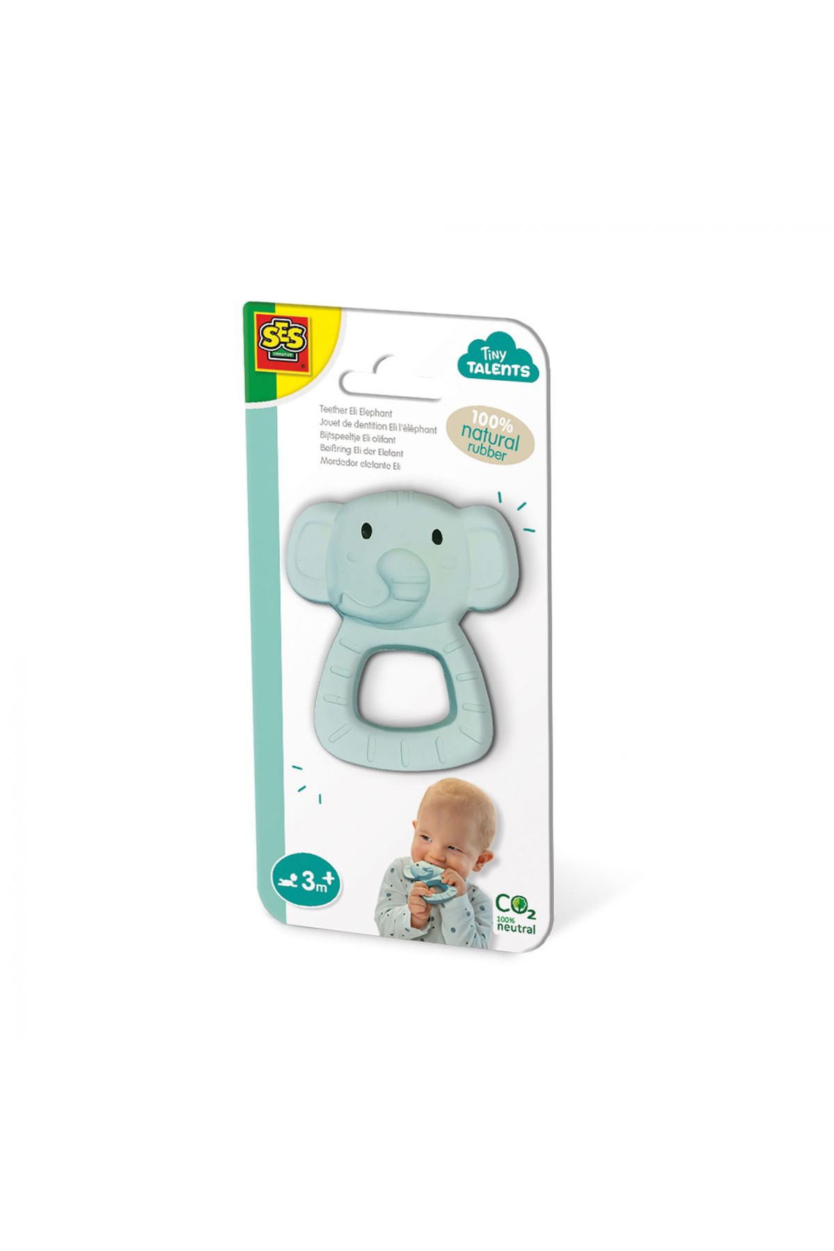 SES Creative Jucarie Dentitie - Elefantul Eli Din Cauciuc Natural 100% - One Size