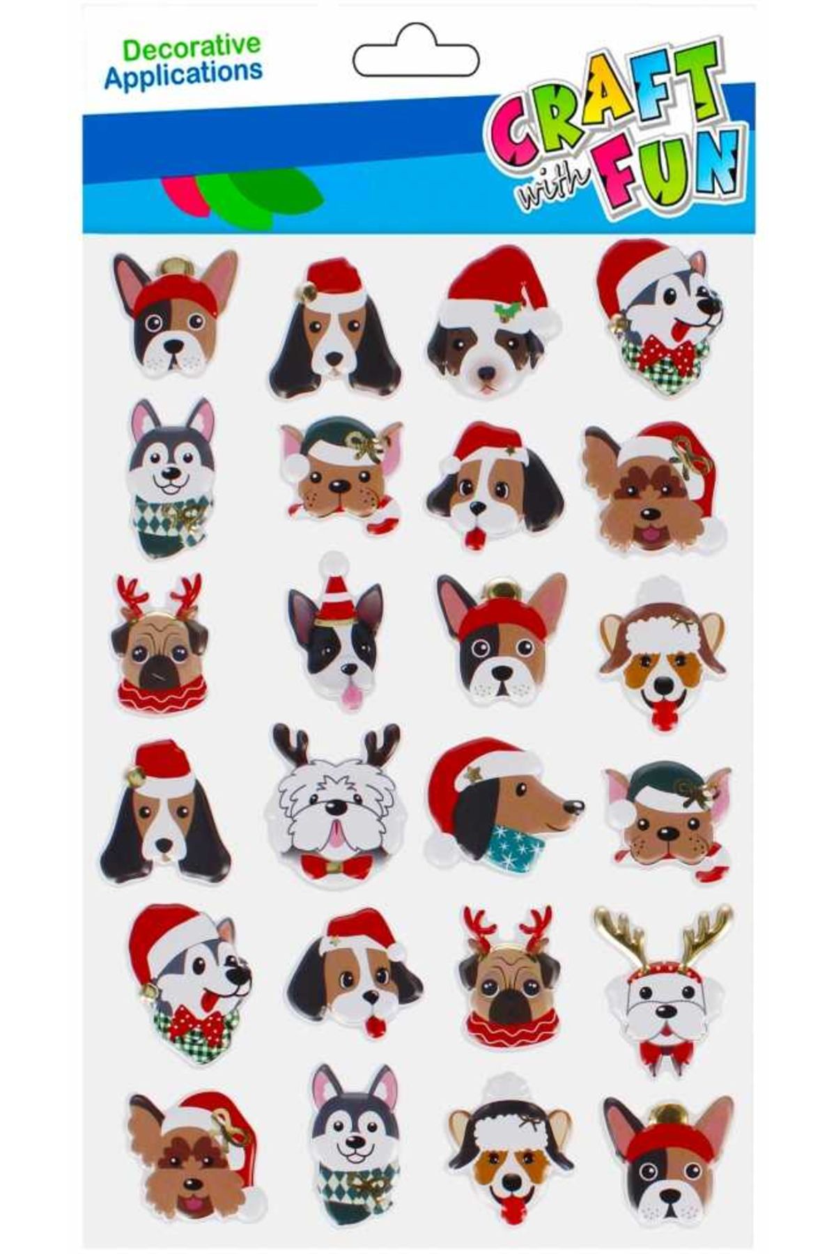 Micostore-Autocolante decorative, animale cu caciuli si stelute, decoratiuni pentru Craciun 1