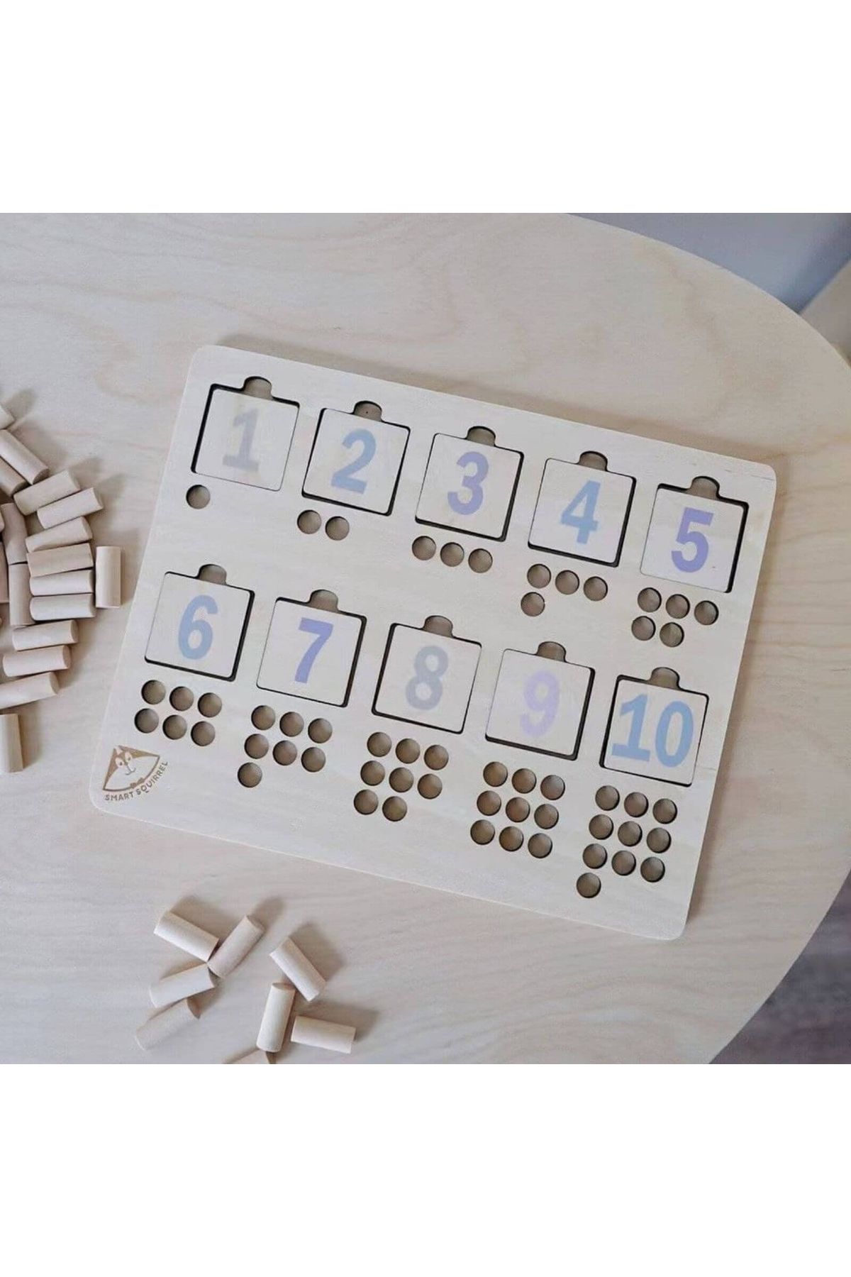 Micostore-Wooden Puzzle with Numbers and Pin Representations, Matching Game 4