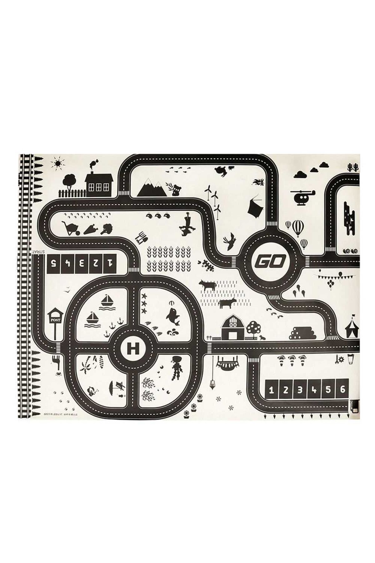 Micostore Covor Copii Cu Traseu Auto, Masini, 130 X 100 Cm, Circuit Semne De Circulatie Incluse, Impermeabil - 130 x 100