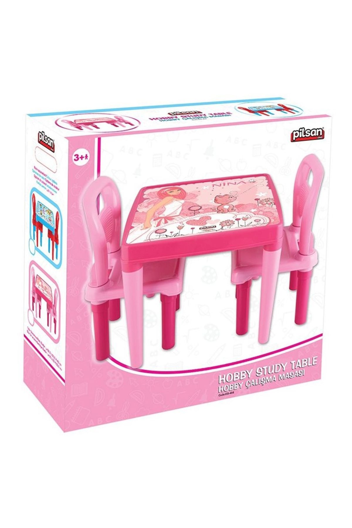 PİLSAN-Set Table With 2 Chairs For Children Pilsan Hobby Study Table Pink 4