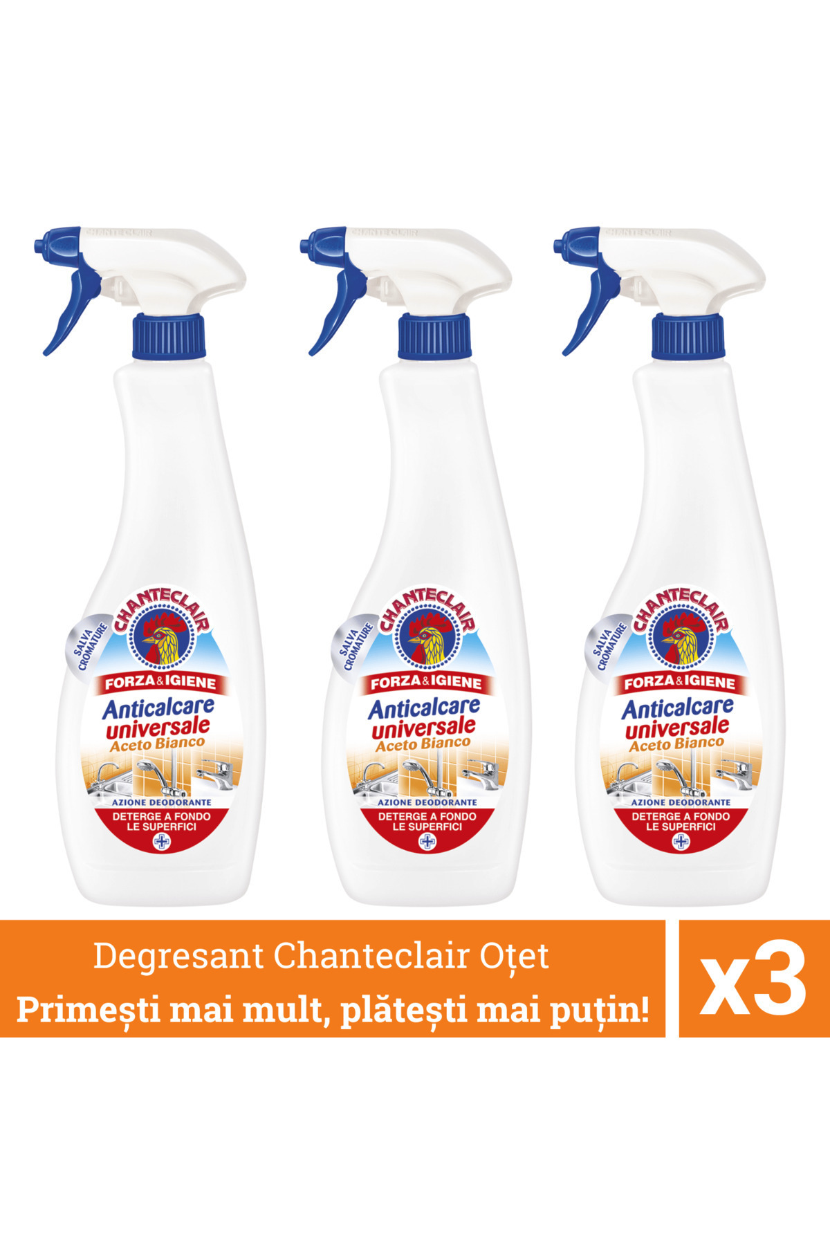 chante clair Promo balenie 3 x Chanteclair univerzálny odmasťovač s octom, sprej, 600 ml