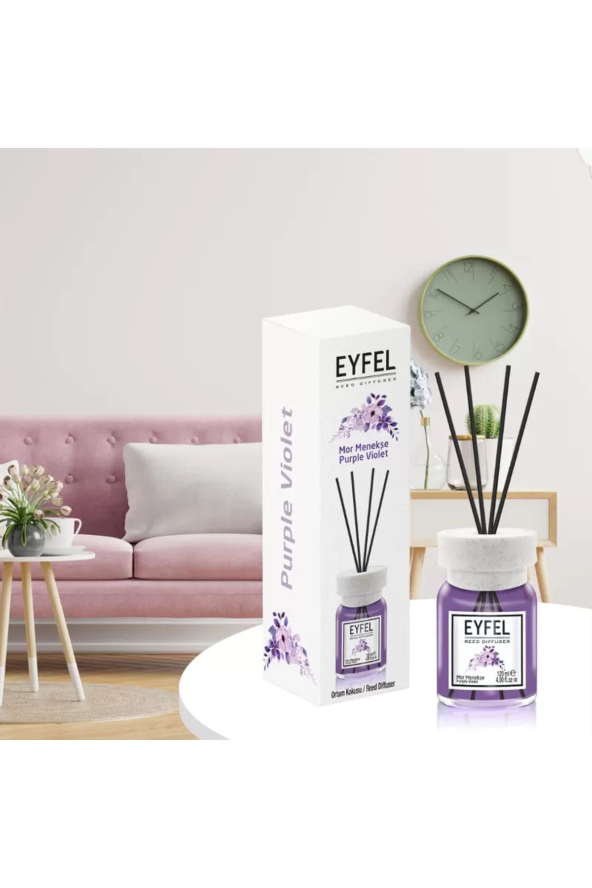 Eyfel Odorizant De Cameră Cu Bețișoare, Violet Purpuriu, 120 Ml - One Size