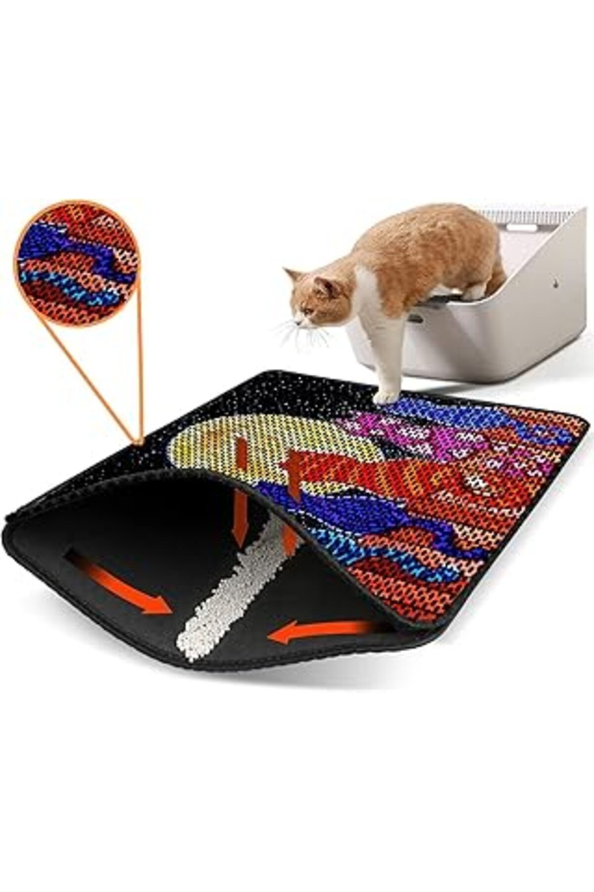 robotrend Elekli Tuvalet Önü Kumu Paspası Renkli Desenli Elekli Tuvalet Önü Kum Toparlayıcı Paspas 60 X45 Cm(