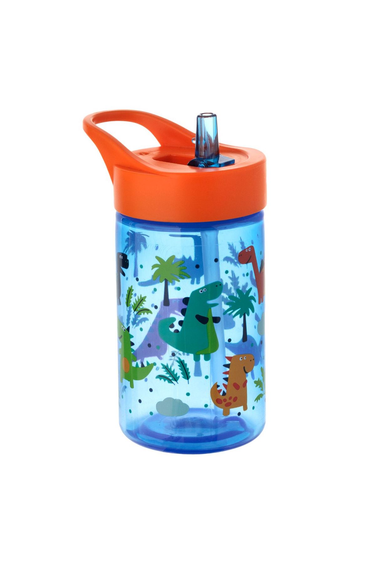 Micostore Sticla De Apa Copii, Bidon Cu Pai, 430 Ml, Dinozauri, Flip Top, Pentru Scoala Si Gradinita - One Size