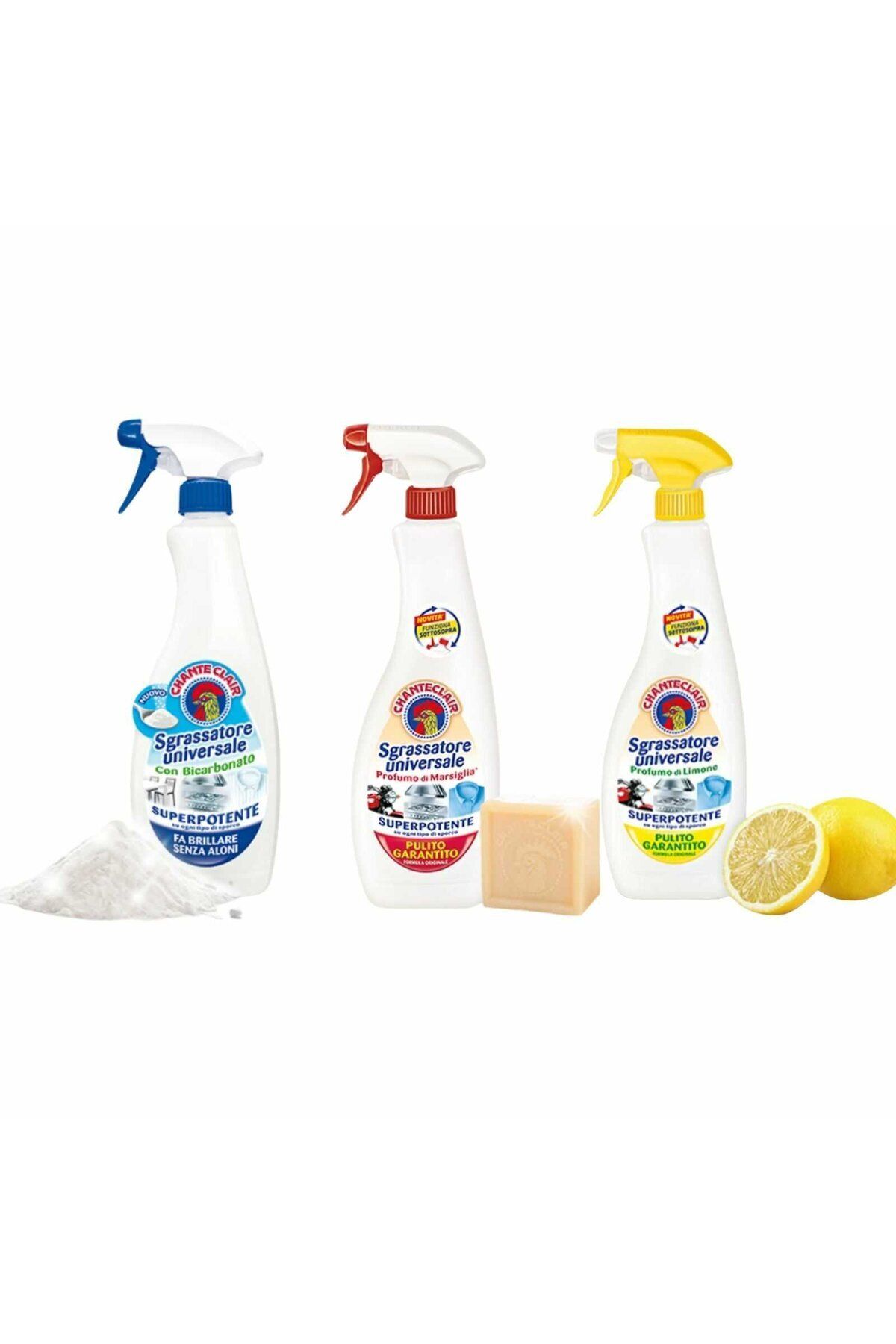 chante clair Pachet 3 X Detergent Universal Degresant Chanteclair, Cu Bicarbonat, Lamaie, Marsiglia 600 Ml - One Size