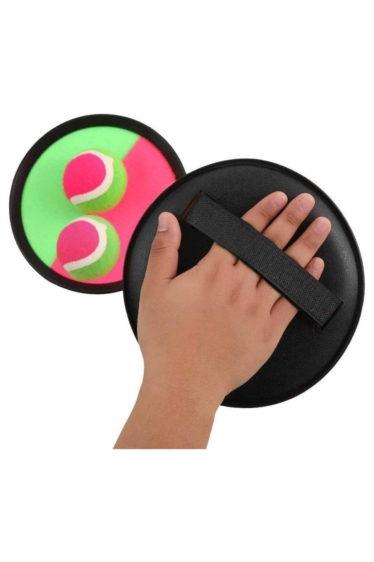 Micostore Set 2 Palete Cu Minge Si Arici, Model Arunca Si Prinde, Prindere Velcro, Roz/verde, 18 Cm Diametru - One Size