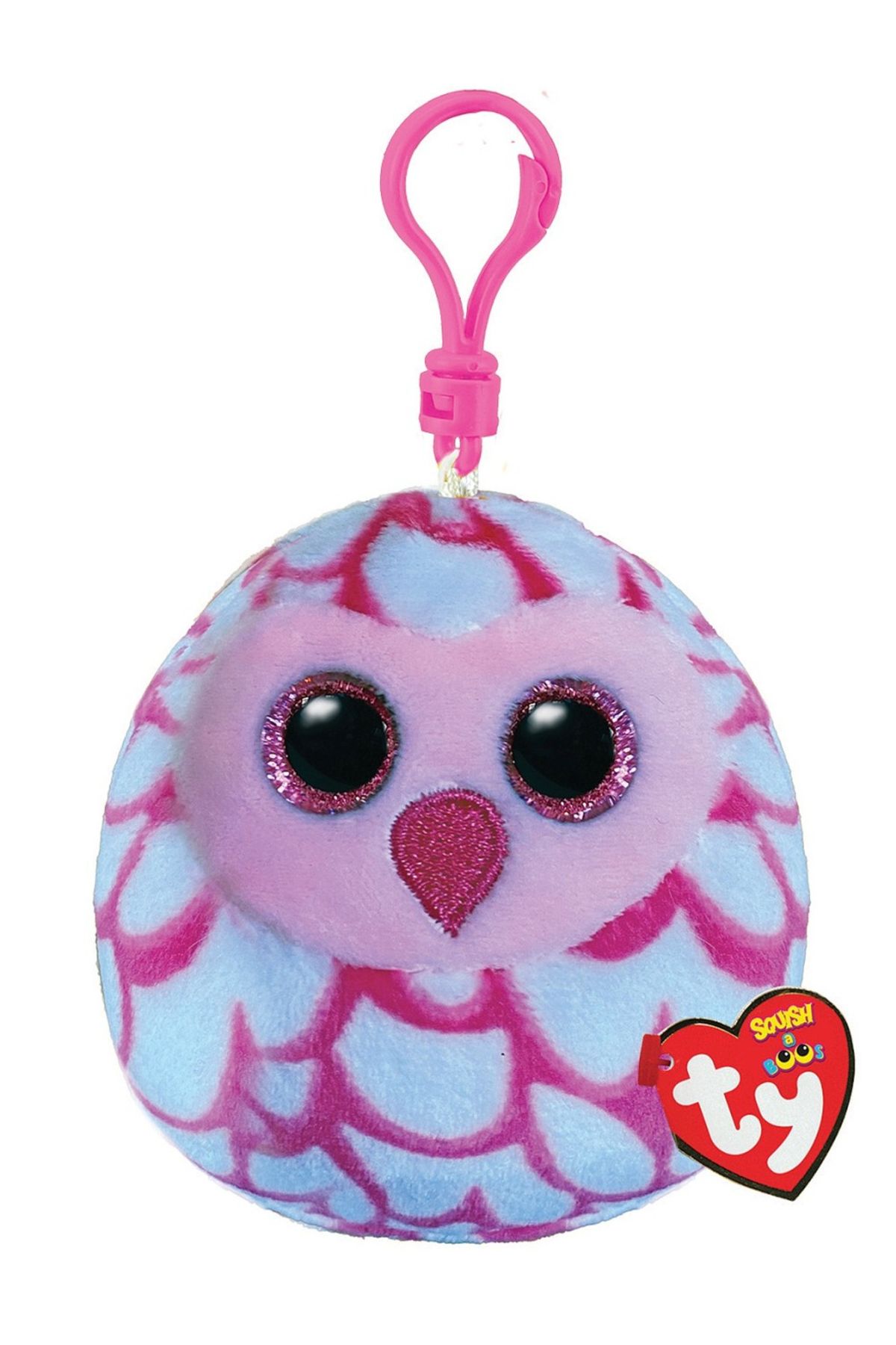 TY Plus Breloc Ty 8.5cm Squishy Beanies Bufnita Pinky Roz Unisex - Mărime unică