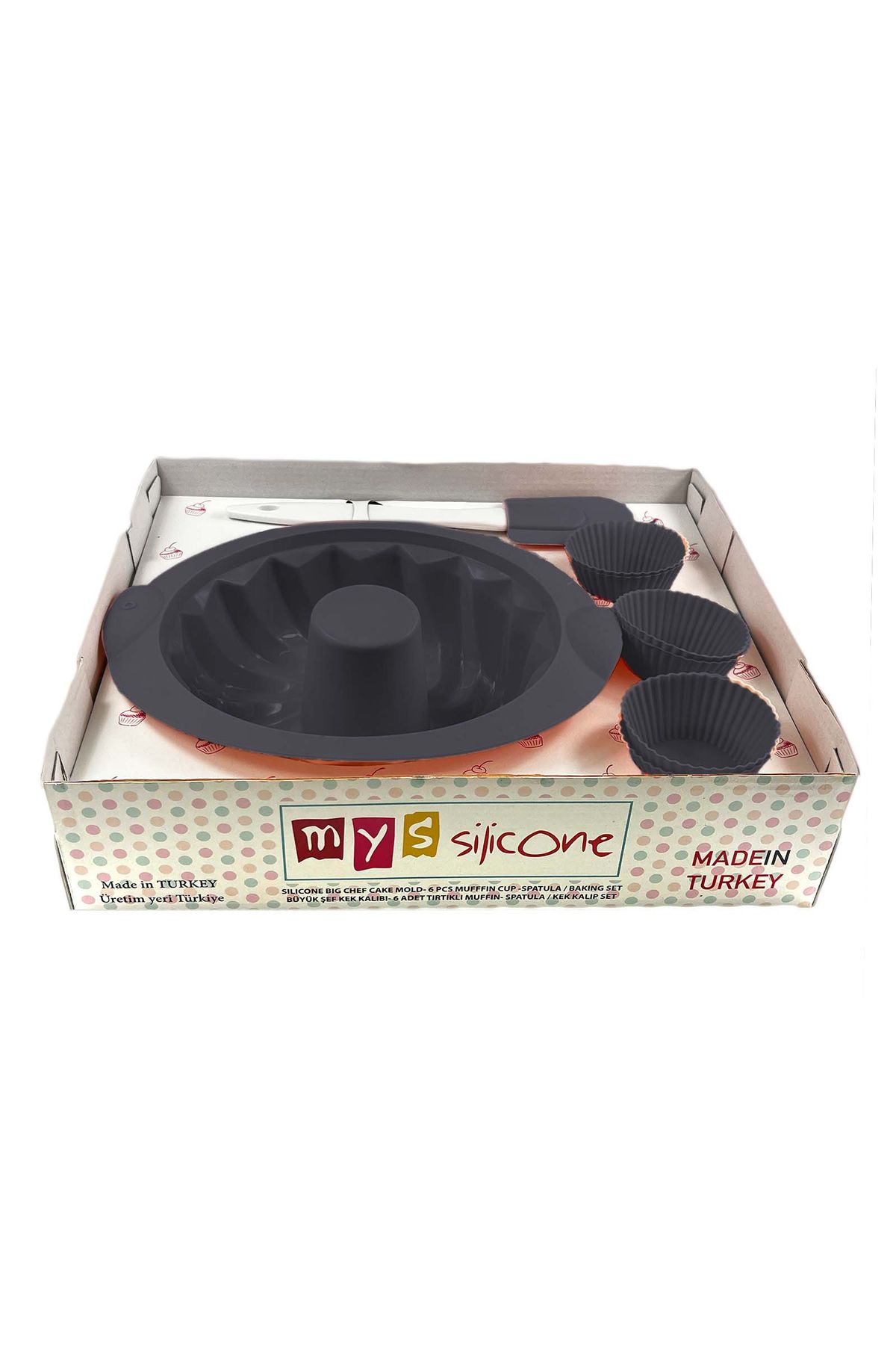 mys silicone-Silicone Mold Set For Cakes And Cakes, Guguluf, With Spatula And 6 Pieces For Muffins 6