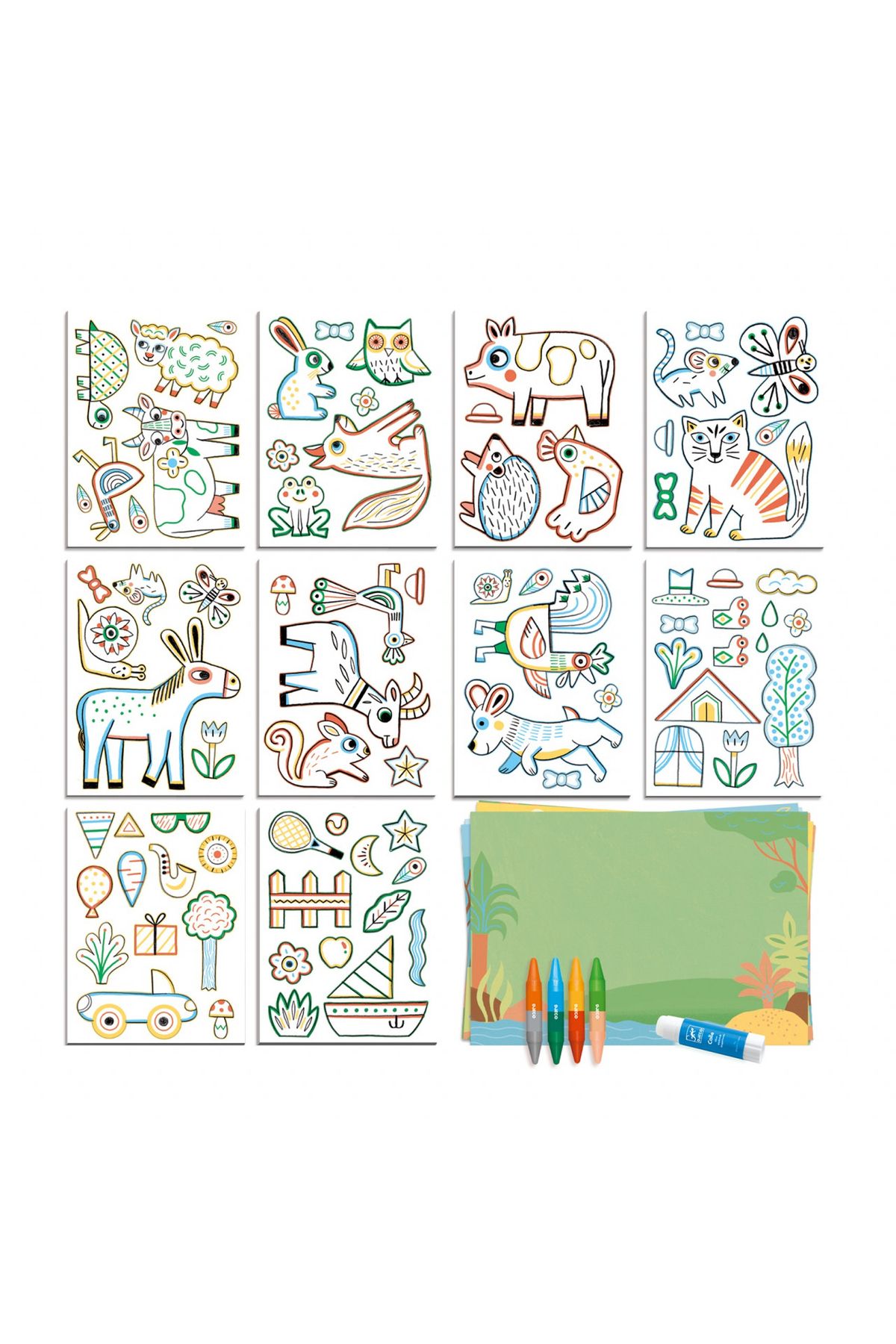 djeco-Set lucru manual si desen - Animale 3