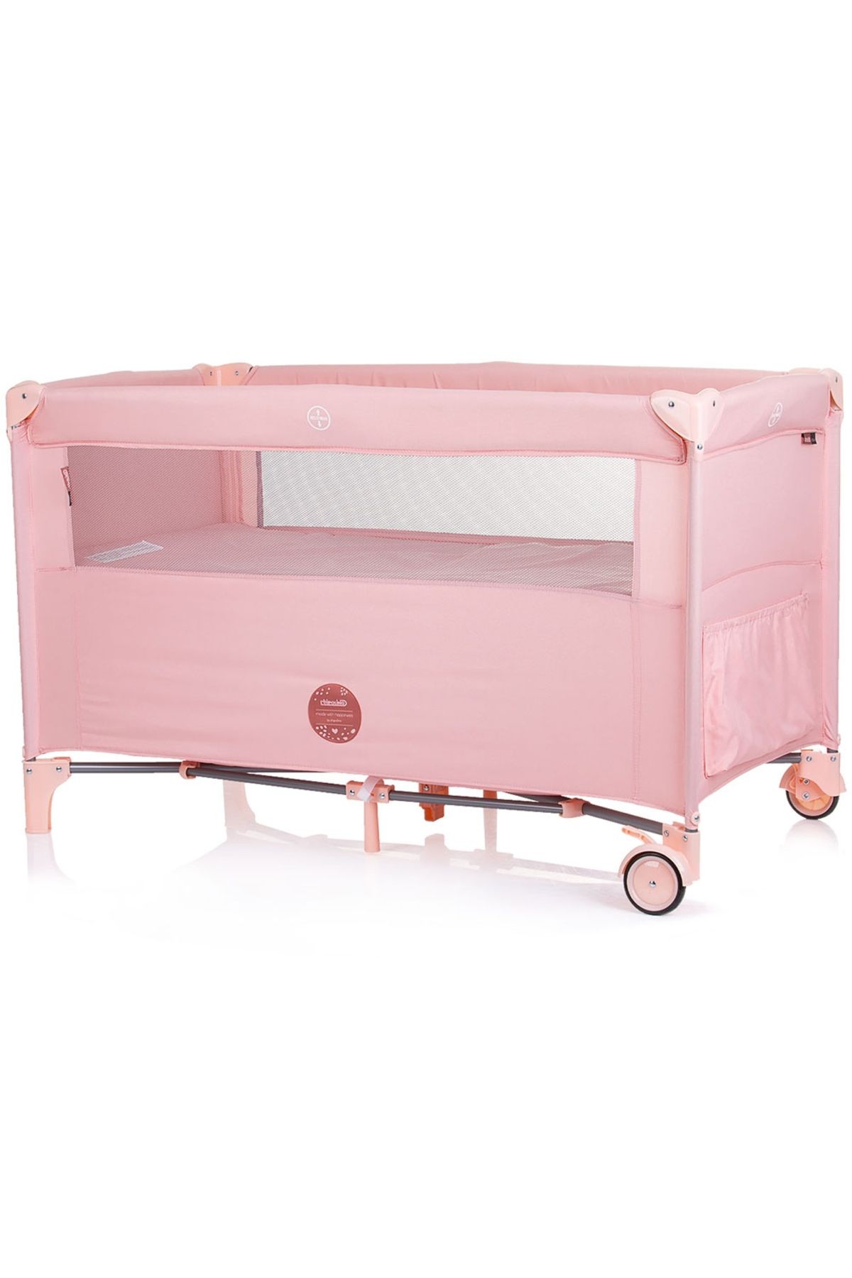 Chipolino-Relax Flamingo Linen Folding Cot With Sliding Side 3