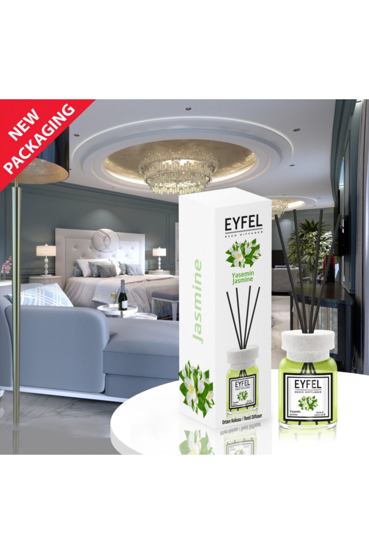 Eyfel-Eyfel room air freshener with sticks, jasmine, 120ml 1