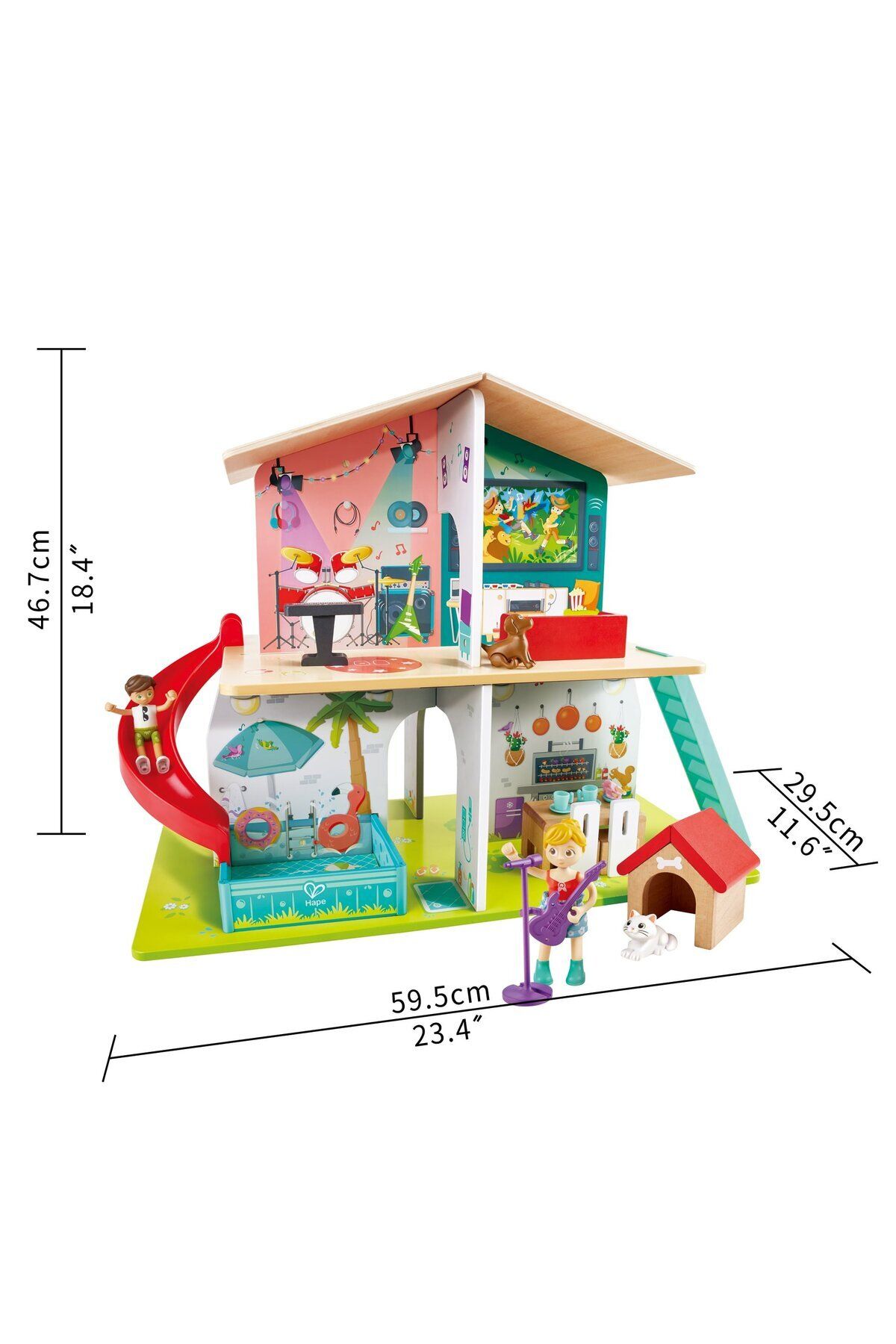 Hape-Jucarie - Casuta de papusi cu mobila (8 camere si 9 efecte muzicale) 2