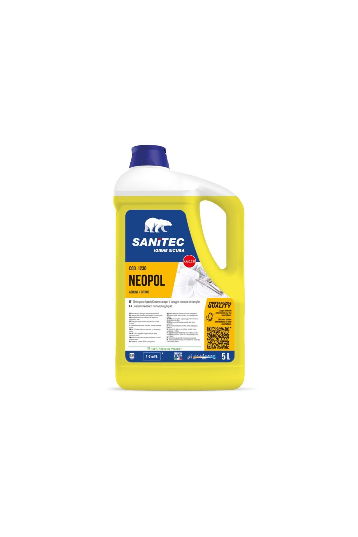 SANITEC Detergent Lichid Vase, Aroma Citrice, 5000 Ml Neopol, - One Size