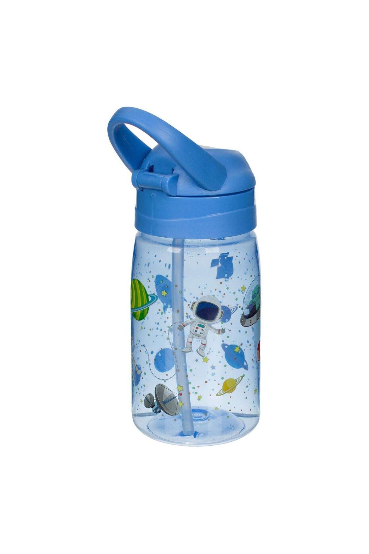 Micostore-Sticla de apa copii, bidon cu pai si maner, 430 ml, Spatiul Cosmic, Pop Up, scoala si gradinita 3