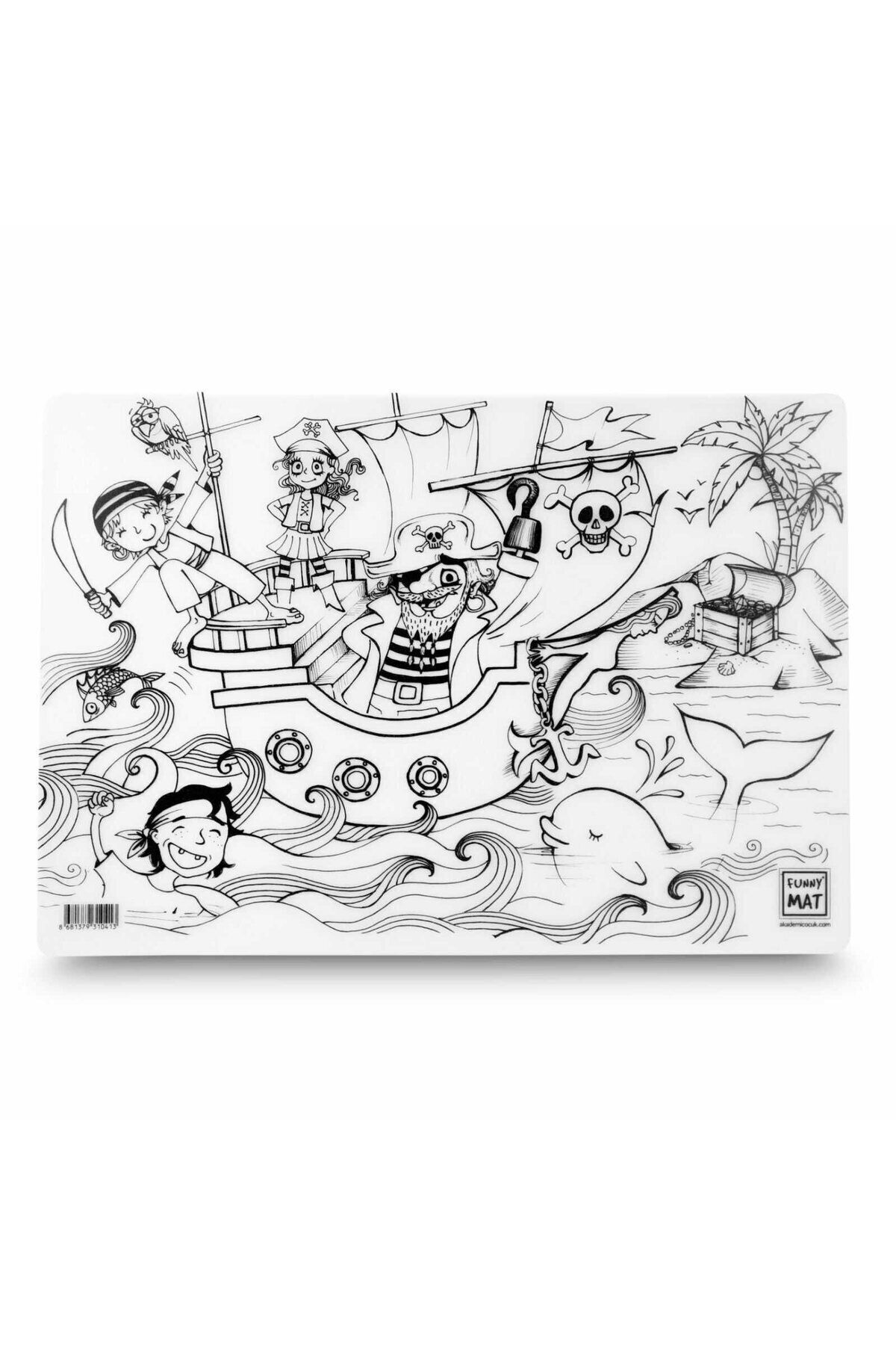 Funny Mat-Plansa cu Desene de Colorat, Model Pirati, Reutilizabila, Fise de Colorat pentru Copii, 48 x 33.5 cm 2