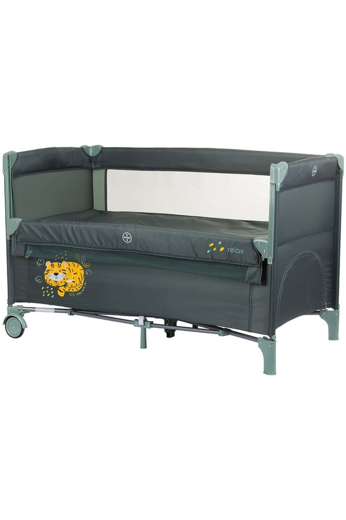 Chipolino Pătuț Pliabil Relax Verde Pastel Cu Lateral Glisant - One Size