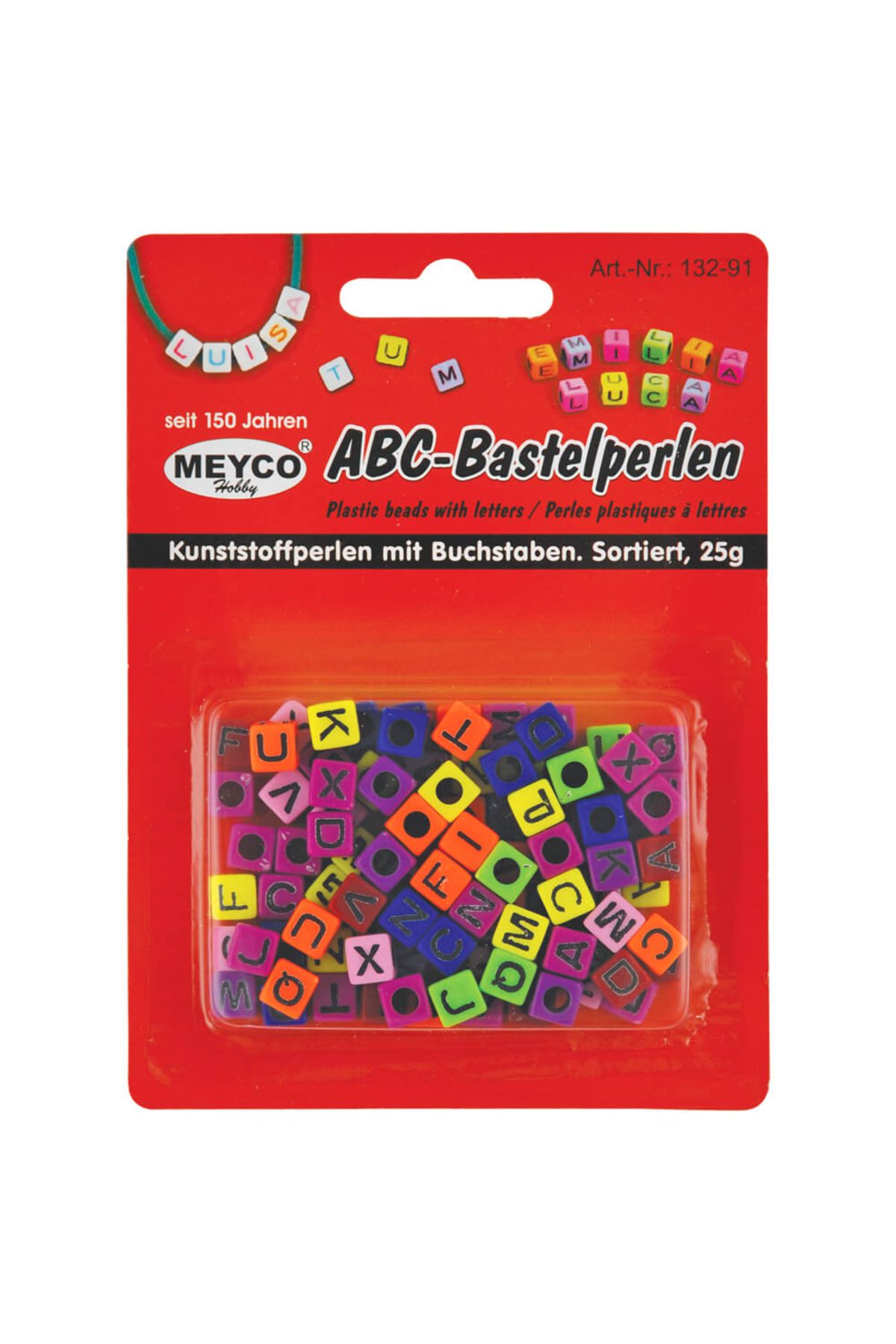 Meyco Colorful Beads, Square With Letters, 25 Gr, Art & Craft Accessories For Children - One Size