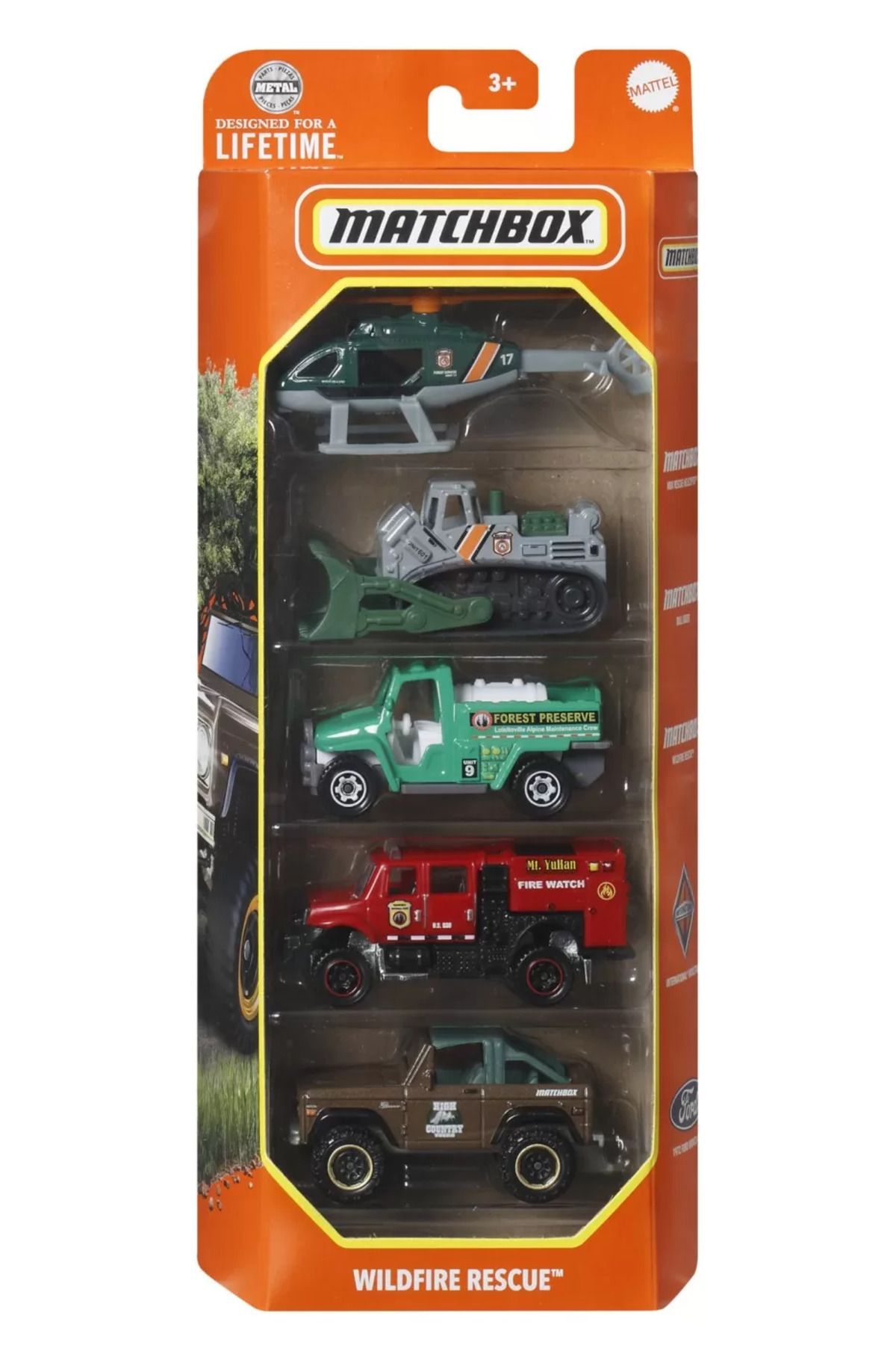 mattel Matchbox Set 5 Masinute Metalice Mbx Wildfire Rescue Scara 1:64 - One Size