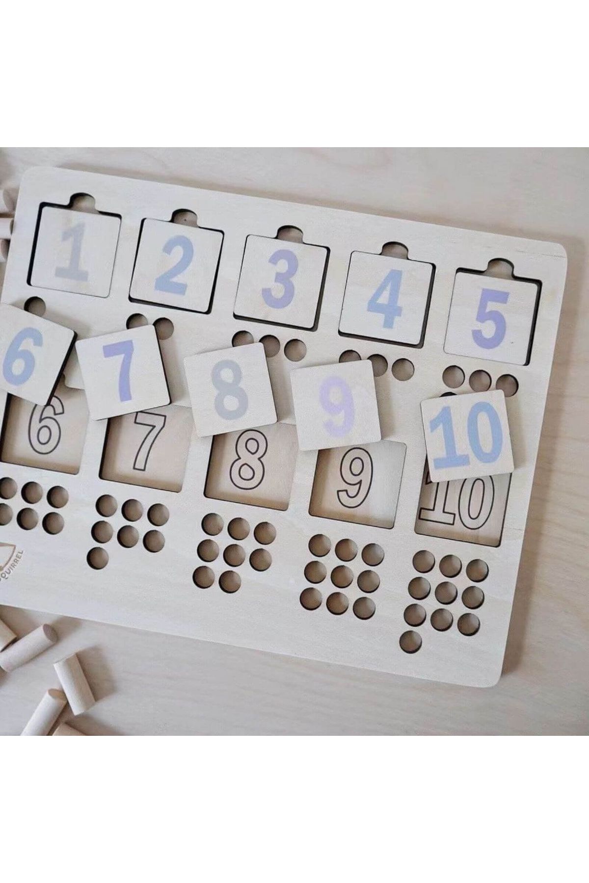 Micostore-Wooden Puzzle with Numbers and Pin Representations, Matching Game 2