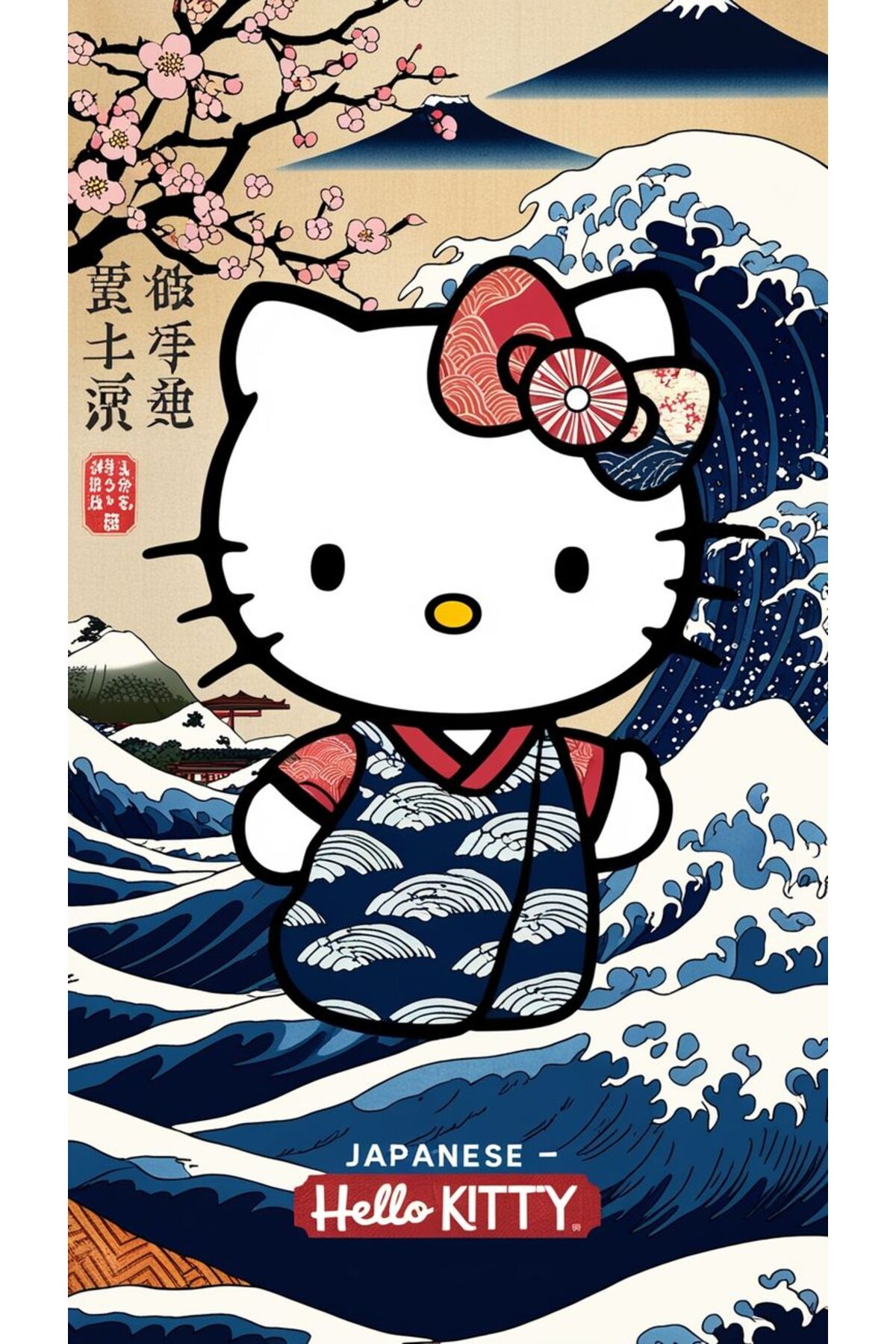 Sticksy Hello Kitty Duvar Posteri - Çerçevesiz Poster Kağıt Afiş