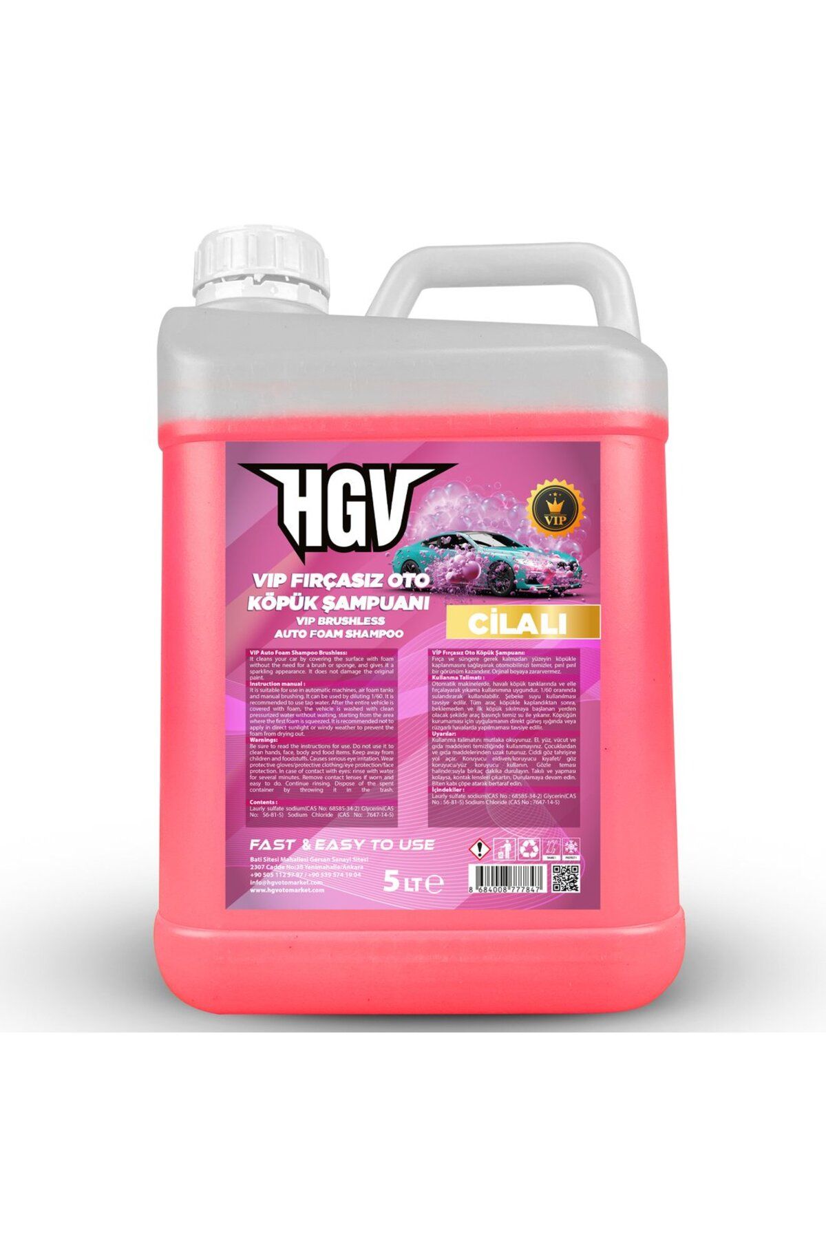 HGV Oto Market HGV VIP Fırçasız Oto Köpük Şampuanı 5Lt