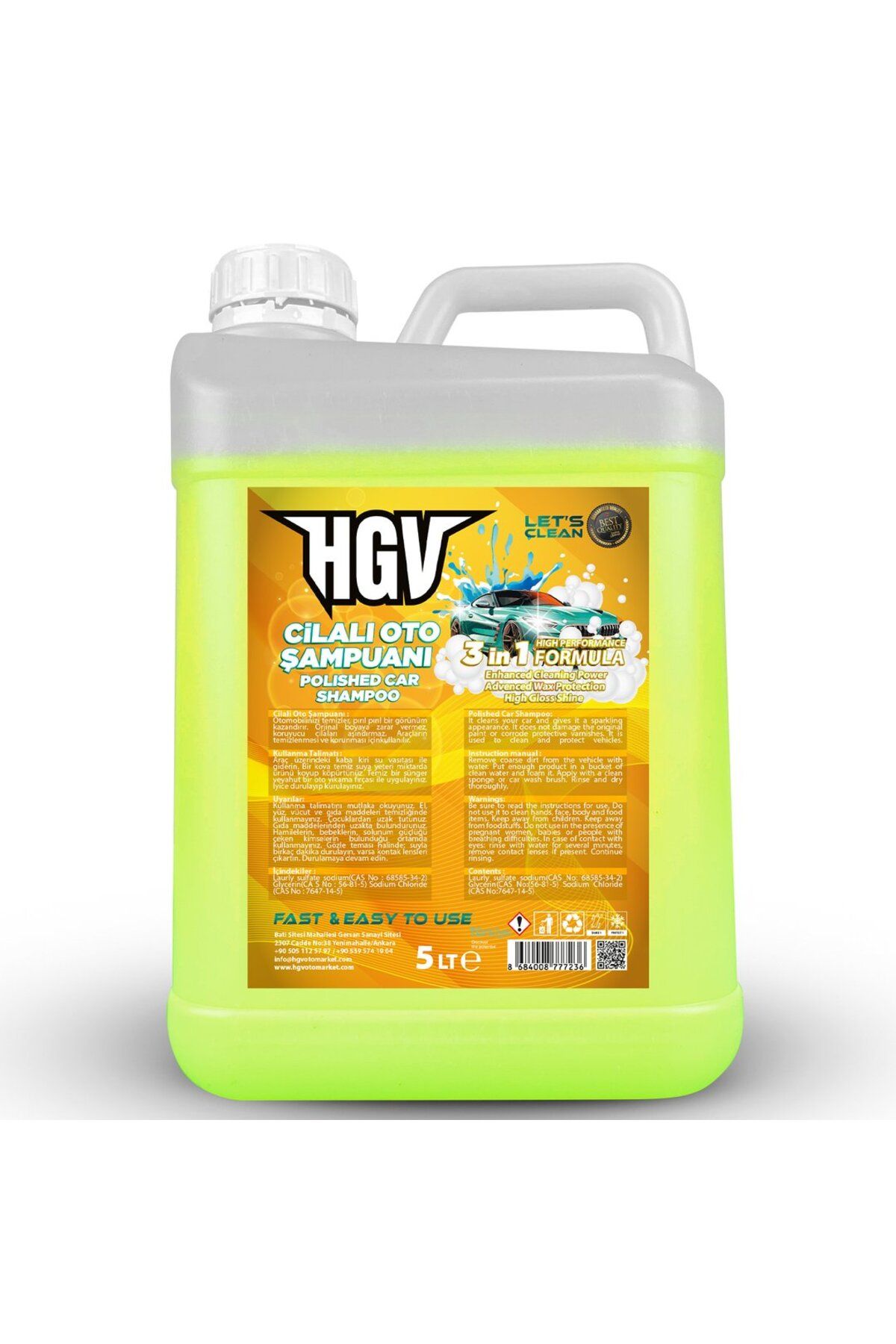 HGV Oto Market HGV Cilalı Oto Şampuanı Yeşil 5Lt
