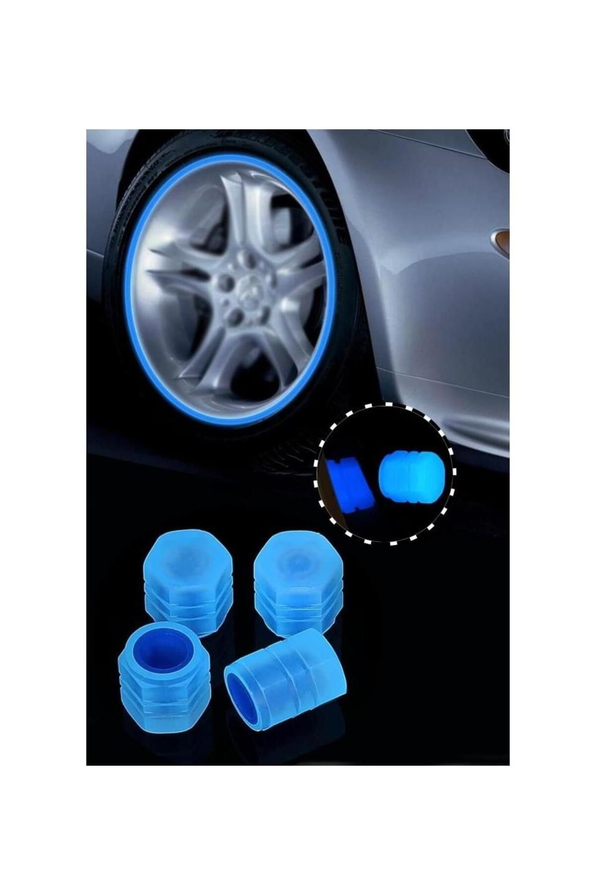 3B Trend-Blue Phosphorescent Tire Valve Cap Night Glowing Valve Caps (4 Pieces) 1