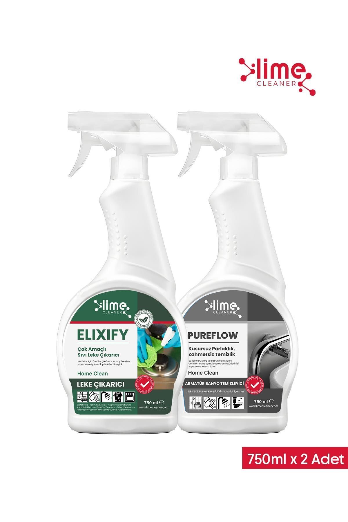 Lime Cleaner Elixify Ultra Güçlü Sıvı Leke Çıkarıcı & PureFlow Banyo Armatür Temizleyici 2'li Paket Avantajlı Fiy