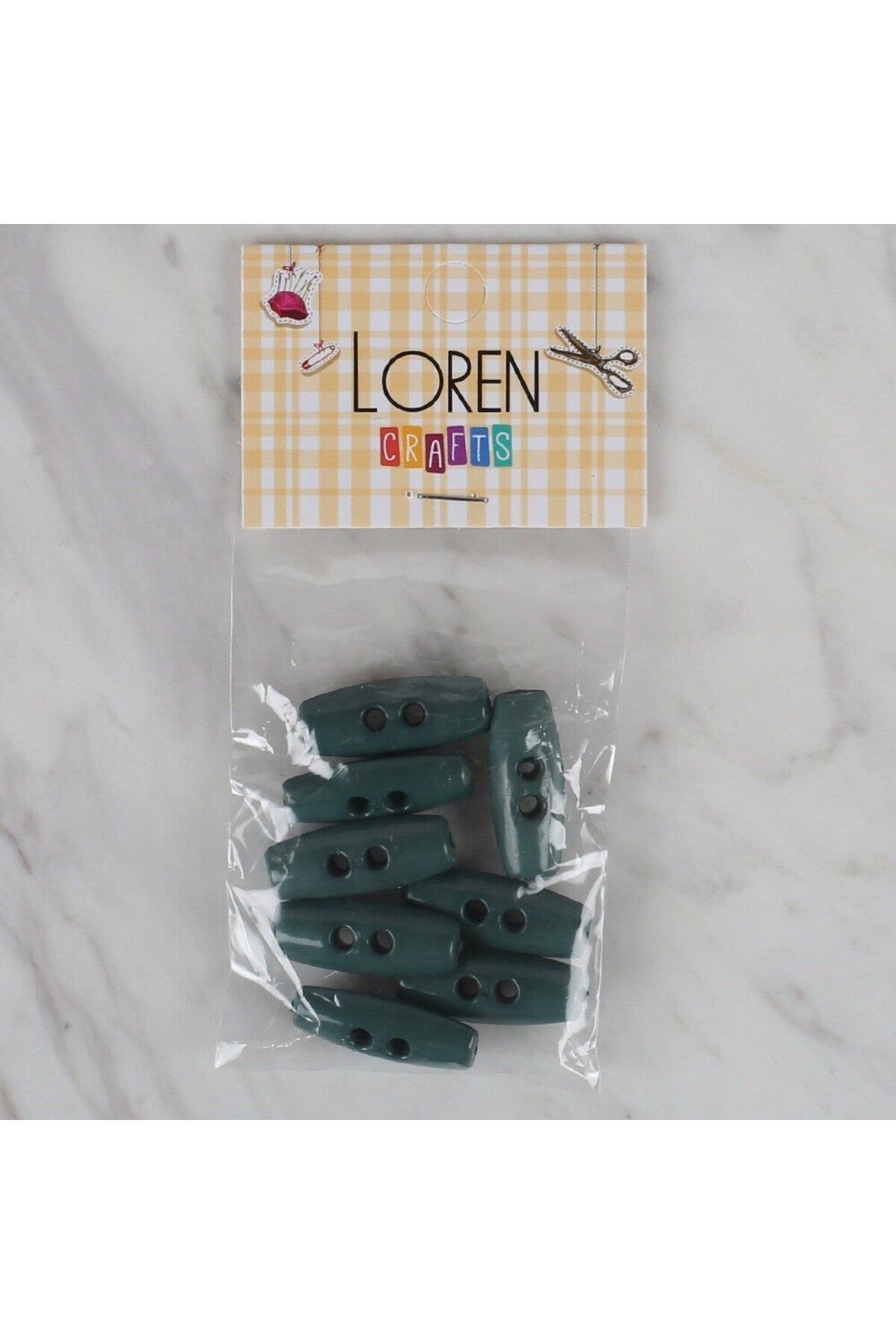 Allproduct Loren Crafts yeşil 8 li çoban düğmesi - 65