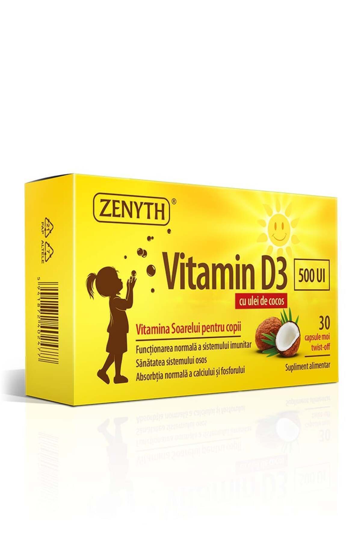 ZENYTH Vitamin D3 500 Iu For Children, 30 Capsules, In Mct Coconut Oil, Superior Absorption, - One Size