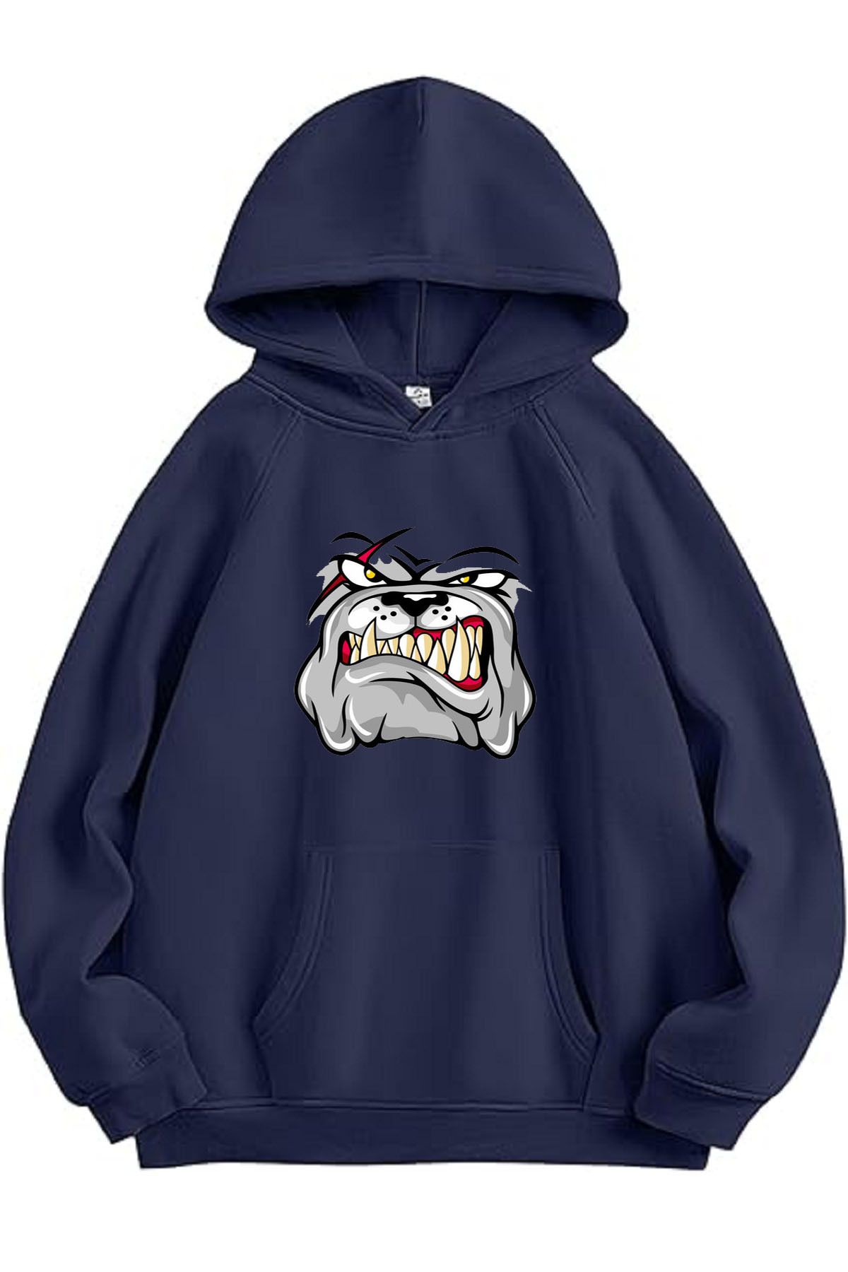 makiteks-Unisex Hooded Kangaroo Pocket Oversize Sweatshirt Hoodie Bulldog 1