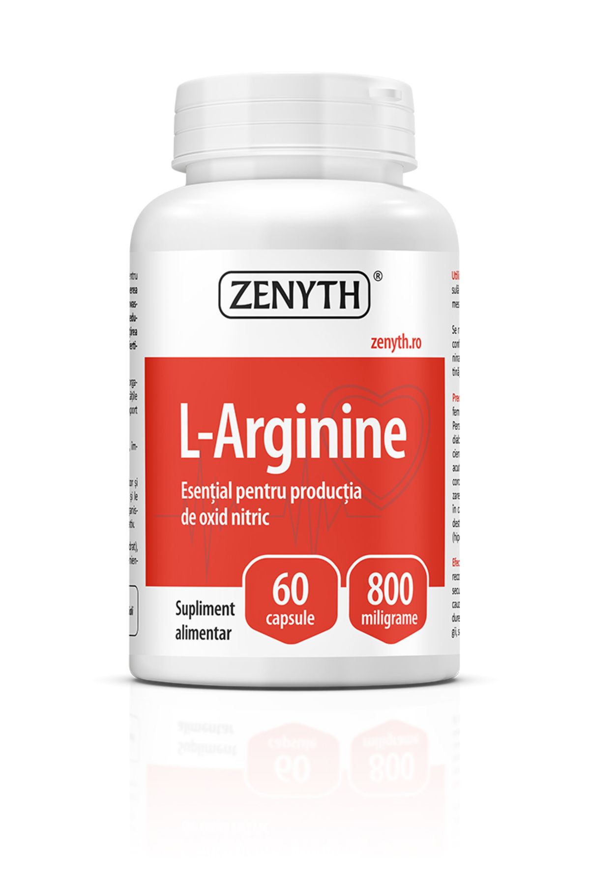 ZENYTH L Arginina, 60 Capsule, Potenta Masculina, Cresterea Masei Musculare, Detox Ficat, - One Size