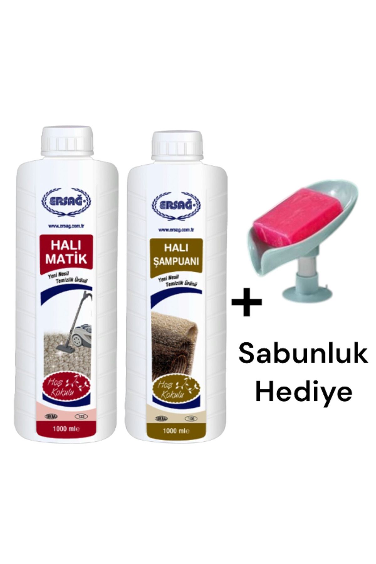 Ersağ Halı Şampuanı 1000 ML - Halı Matik 1000 ML + ( Sabunluk Hediye'li ) 106-4