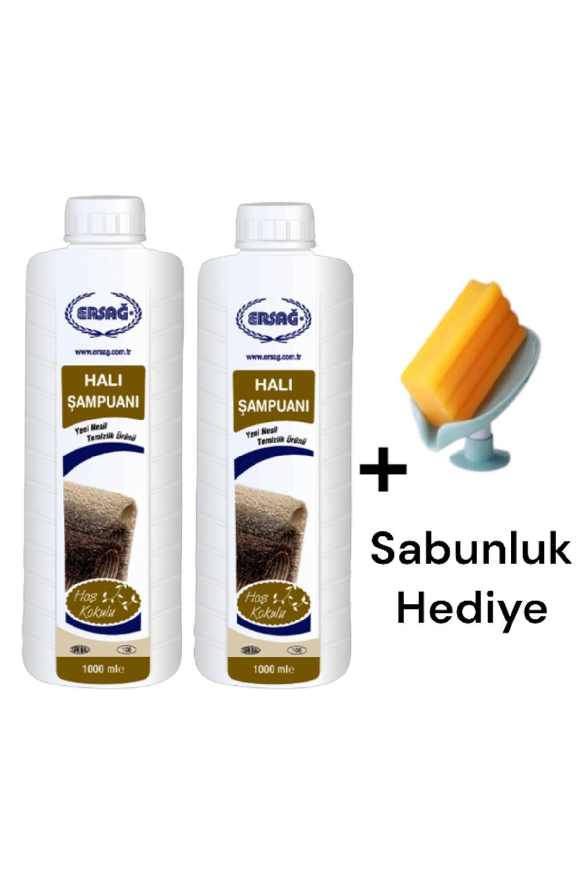 Ersağ Halı Şampuanı 1000 ML (2 ADET) + ( Sabunluk Hediye'li ) 106-6