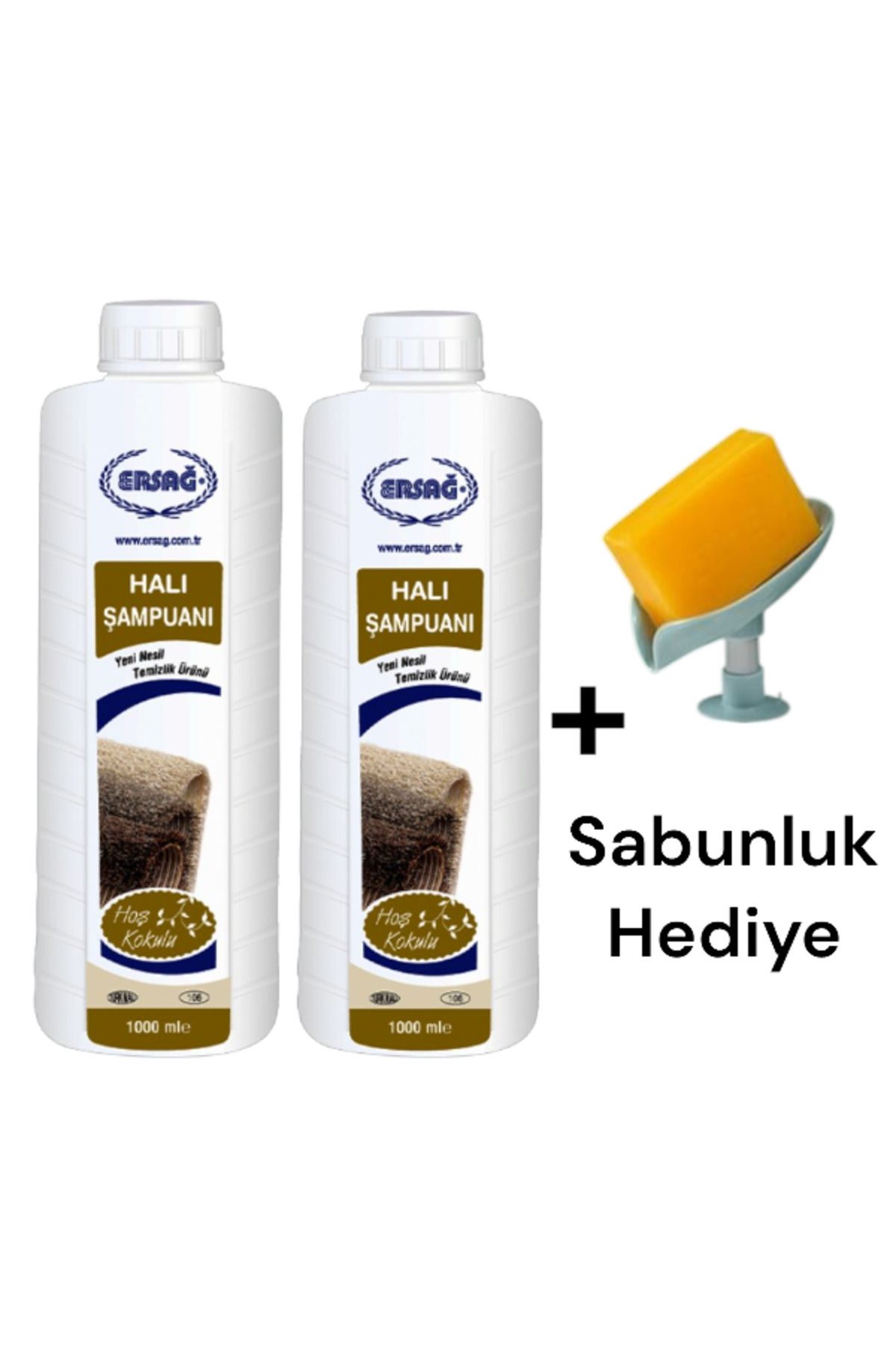 Ersağ Halı Şampuanı 1000 ML (2 ADET) + ( Sabunluk Hediye'li ) 106-5