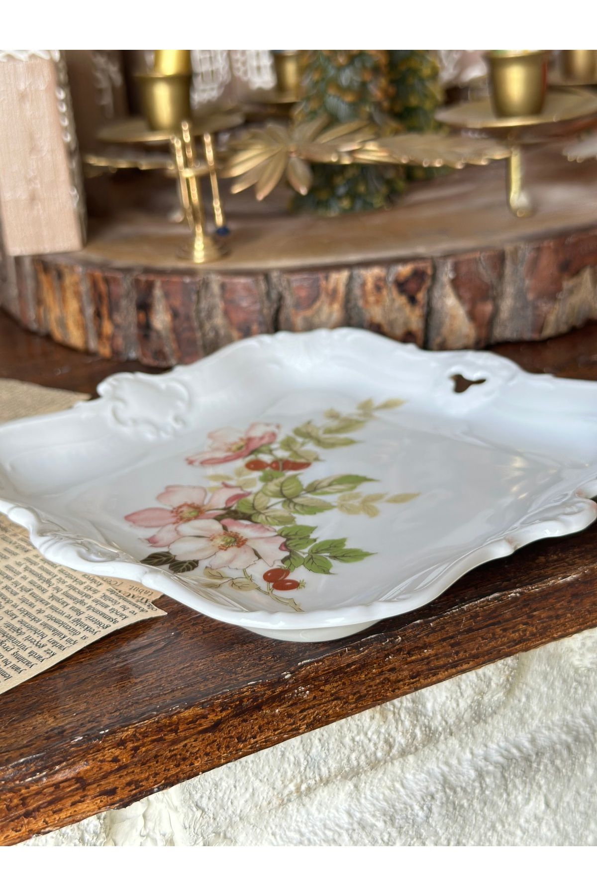 Bavaria-German Antique Seltmann Weiden Bavaria Soft Floral Porcelain Presentation Bowl Mini Tray Plate 2