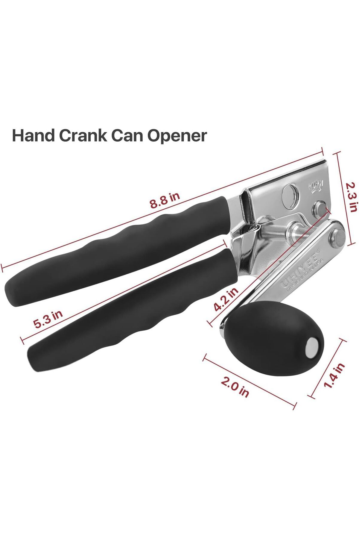 COOYA-Commercial Crank Can Opener, with Extra-long Handles,  Stainless Steel, for Home, Kitchen, Black 7