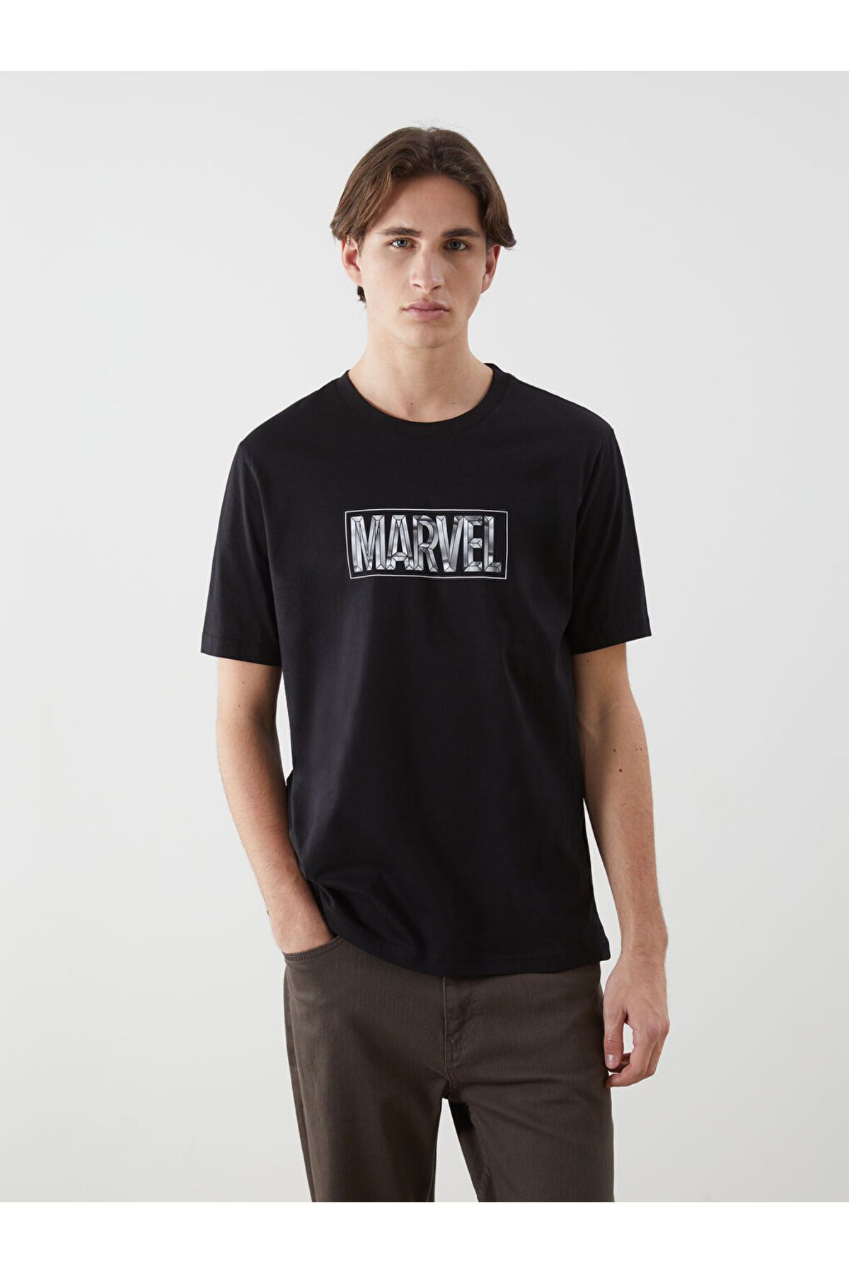 LC Waikiki Yeni Sezon Bisiklet Yaka Marvel Baskili Penye Erkek Tisort - S5IB27Z8