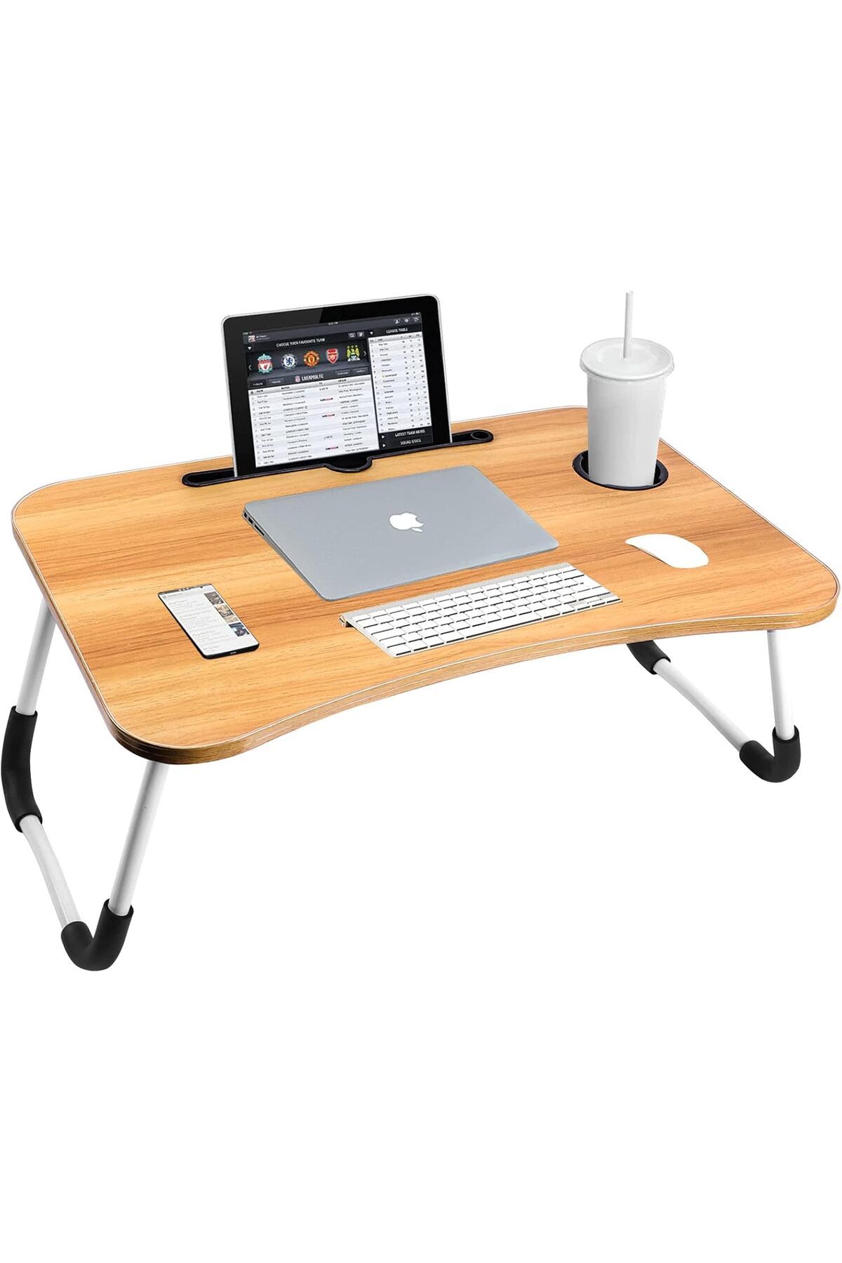 Buy and Bill-Portable Folding Laptop Desk for Bed With iPad and Cup Holder Adjustable Lap Tray Notebook Stand 1