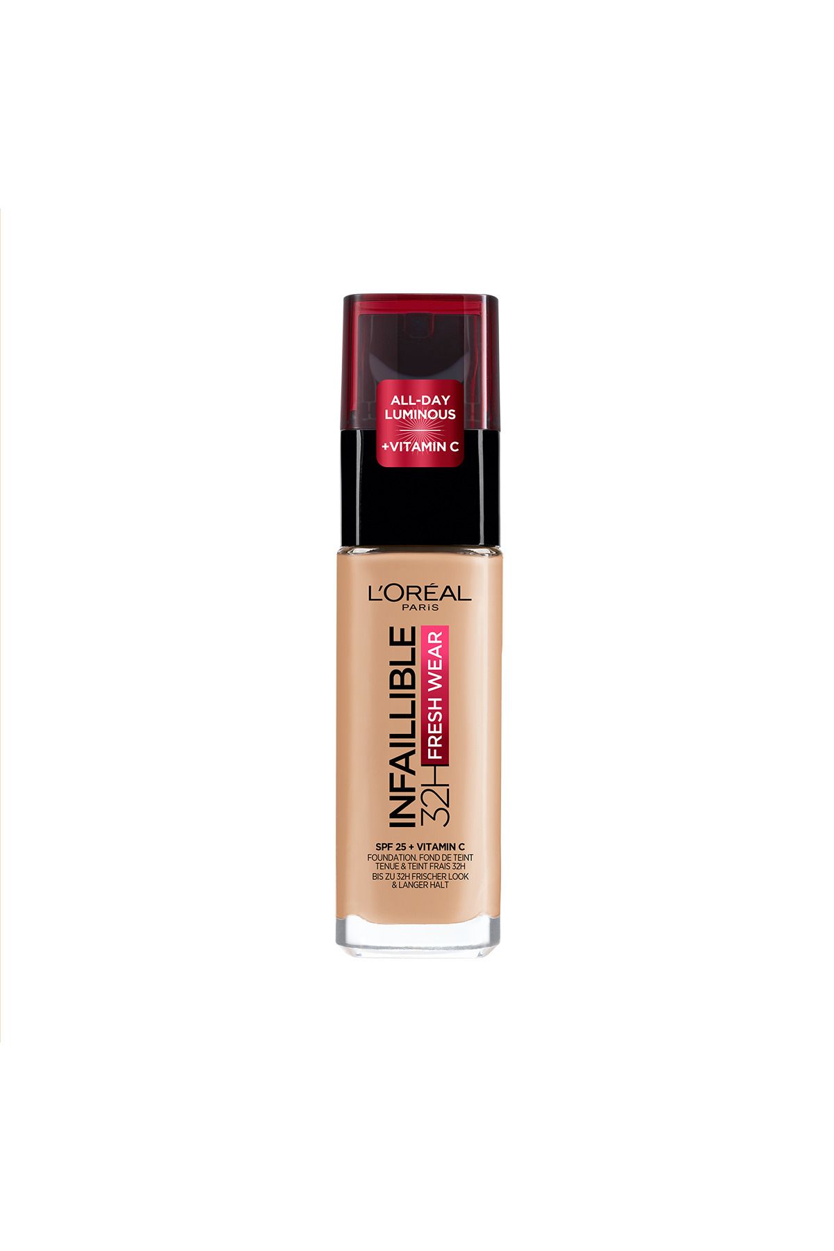 L'Oreal Paris کرم پودر Infaillible 32H Fresh Wear با ویتامین C رنگ کتانی طبیعی شماره 200