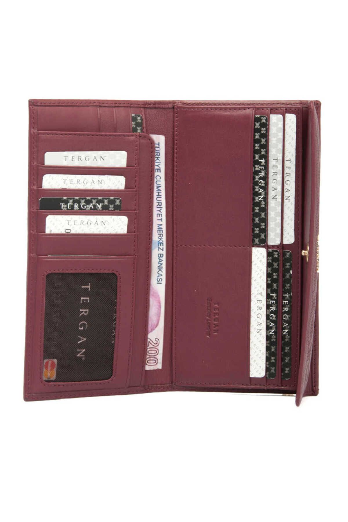 Tergan-Burgundy Leather Women's Wallet - S1Cb 00005793 -G7Q 3