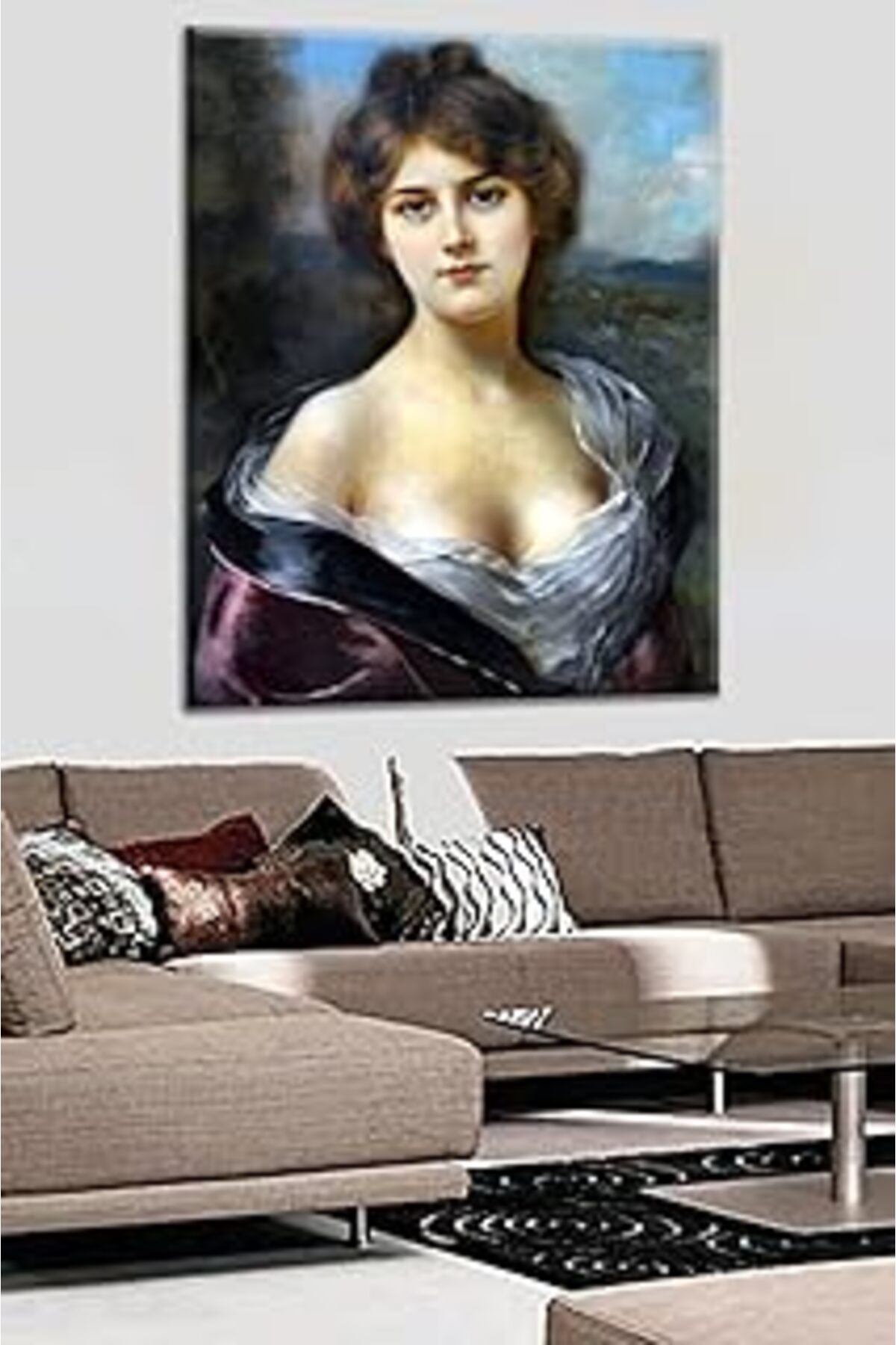 Pazarcan Talya Tablo Klasik Portre İngiliz Kadın. Kanvas 50X35 No-4412