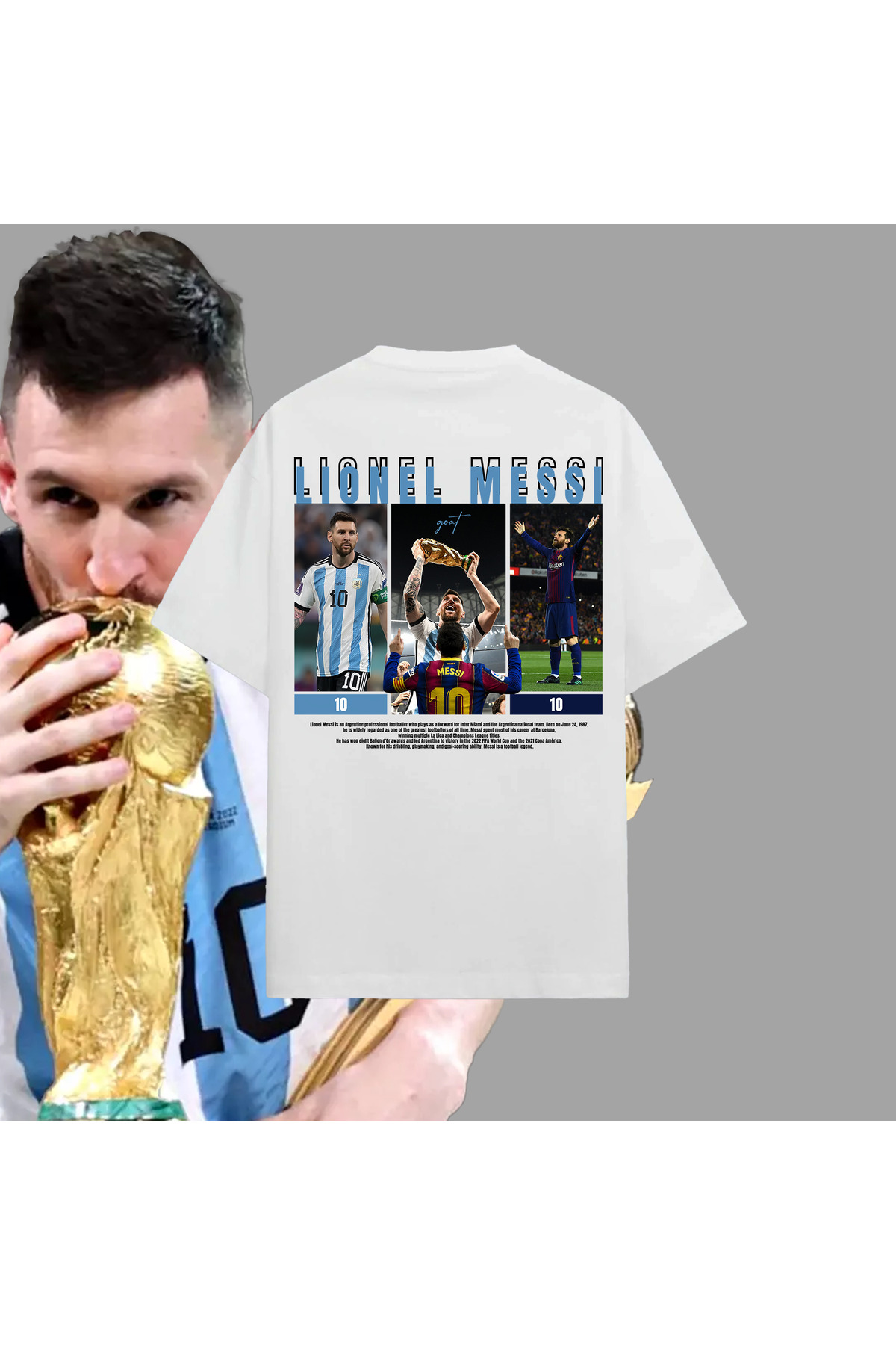 Edizen Lionel Messi Unisex Oversize T-shirt %100 Pamuk - Fiyatı