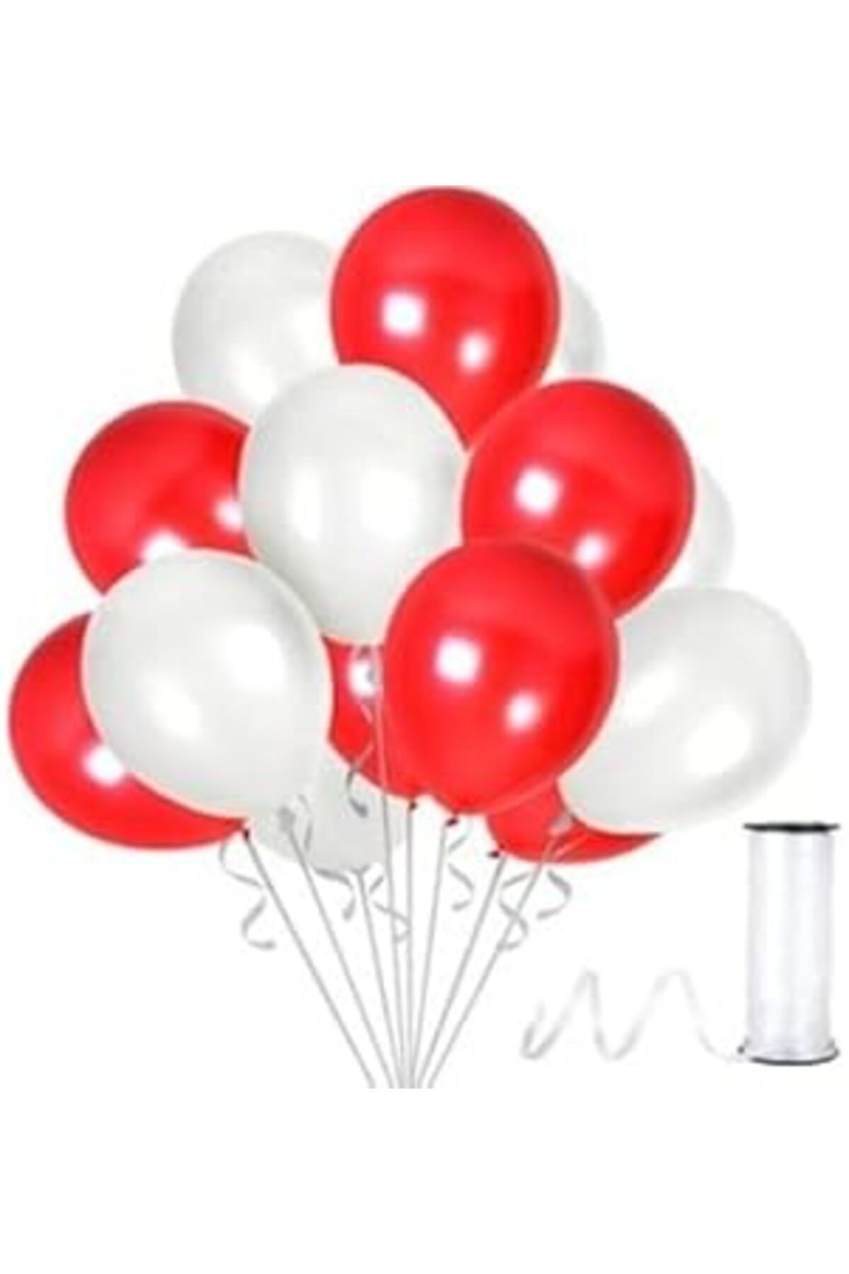 Mu Art Benim Marifetlerim - Metalik Kırmızı Beyaz Balon 12 Inch 10 Adet