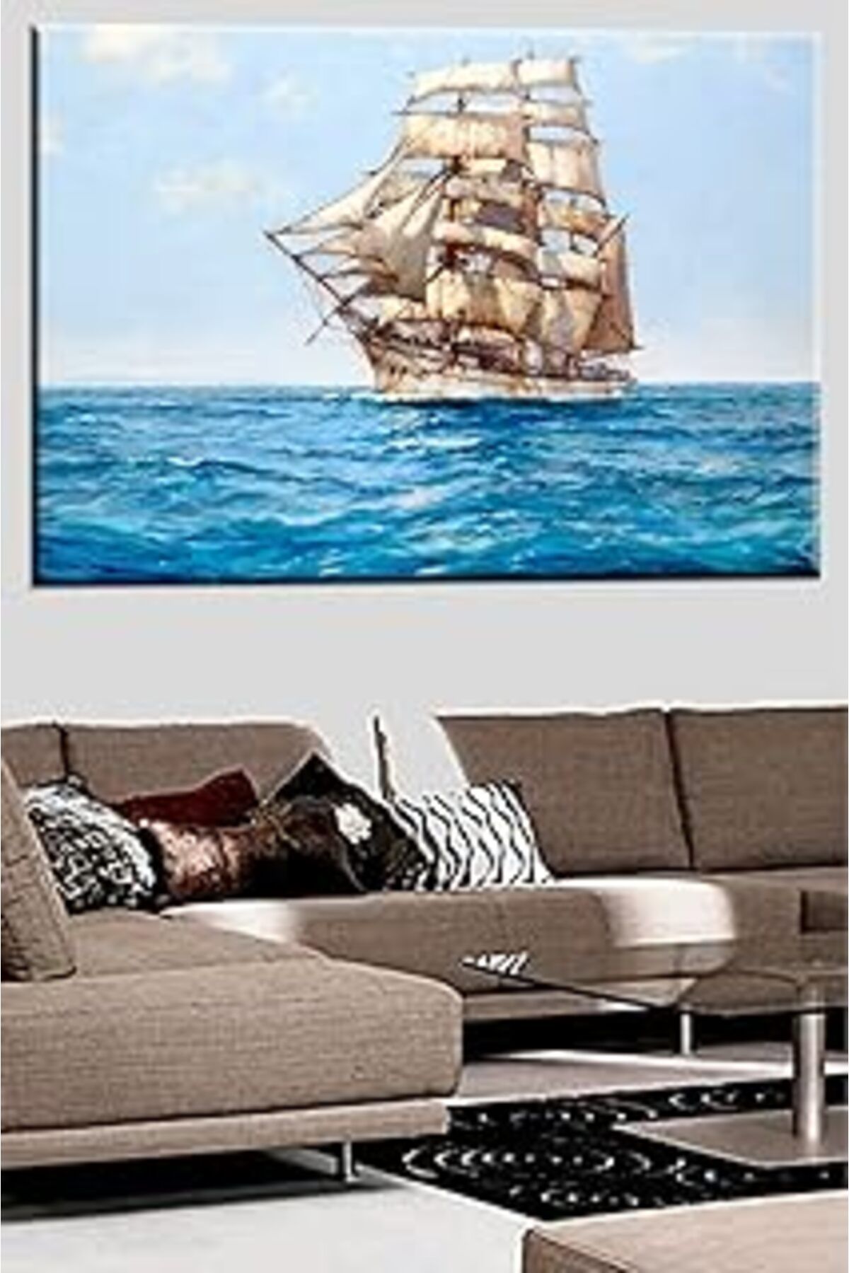 Pazarcan Talya Tablo Deniz Gemi Yelkenli Tabloları.. Salon Oturma Odası İşyerleri Için Ideal 50X70 No-6269