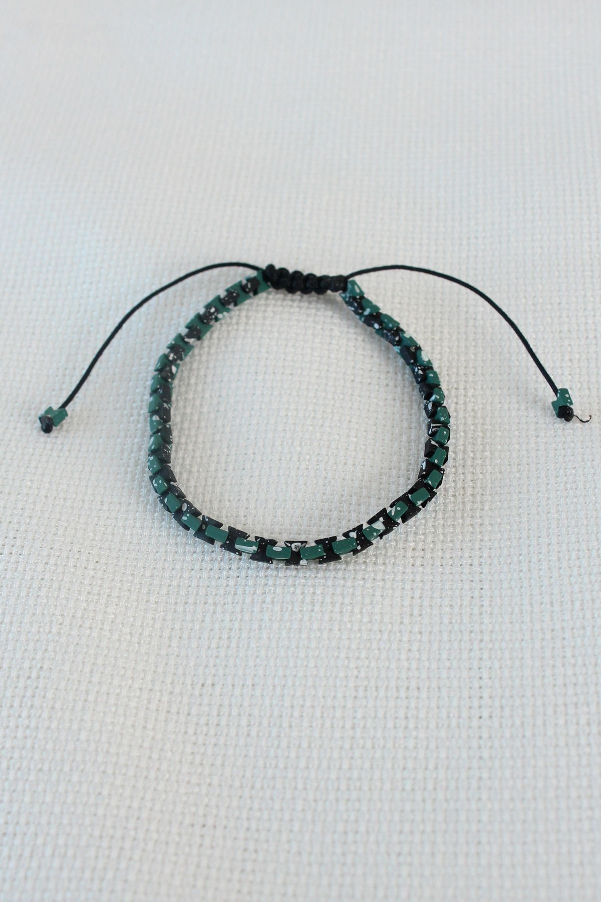 civetta-Black Green Macrame Natural Stone Men's Bracelet 1