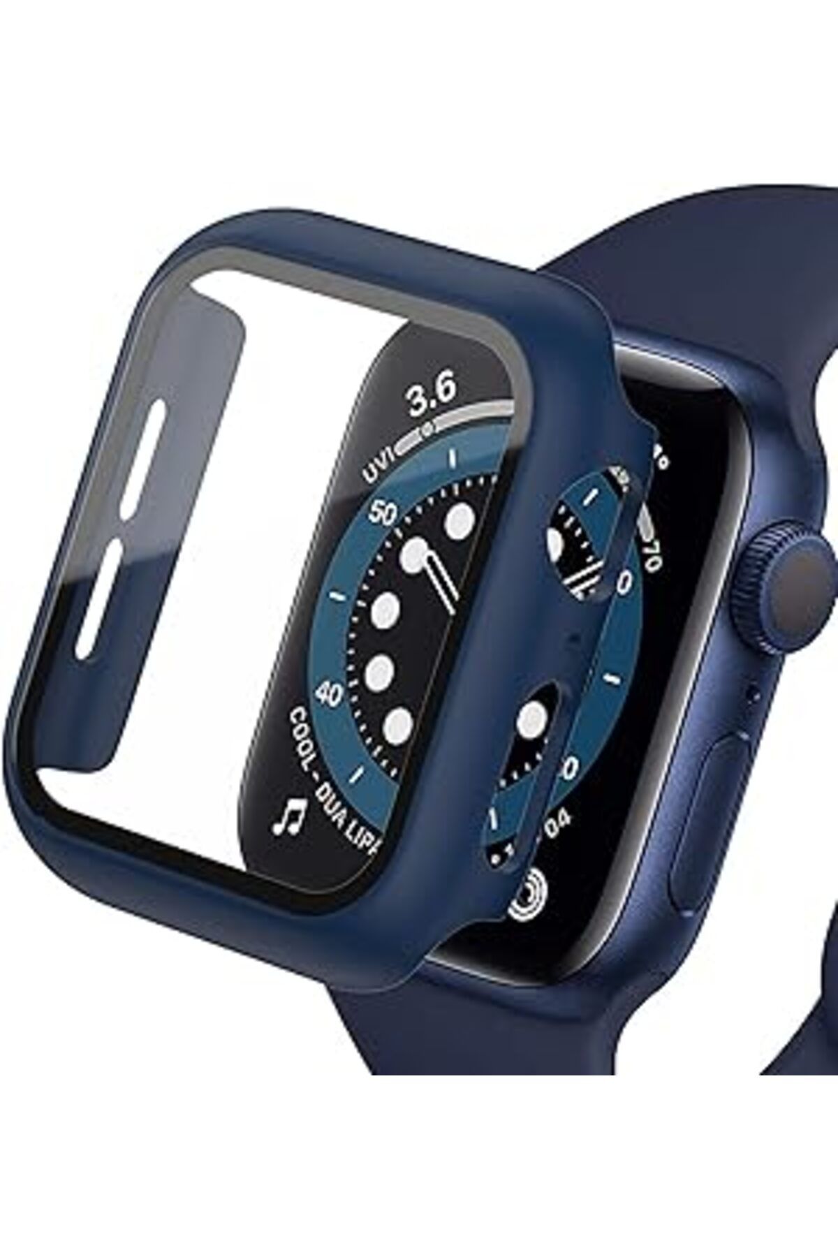 Karachil Minesk Apple Watch Ile Uyumlu 42 Mm Ekran Koruyuculu 360 Derece Koruma (Lacivert)