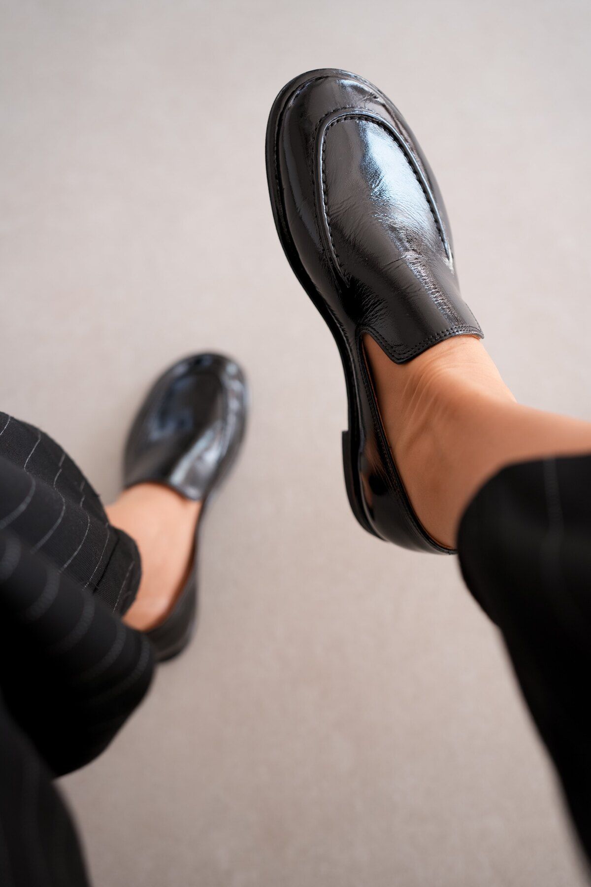 selinshoes-Loafer de damă Cobie din piele naturală - Piele lacuită neagră 6