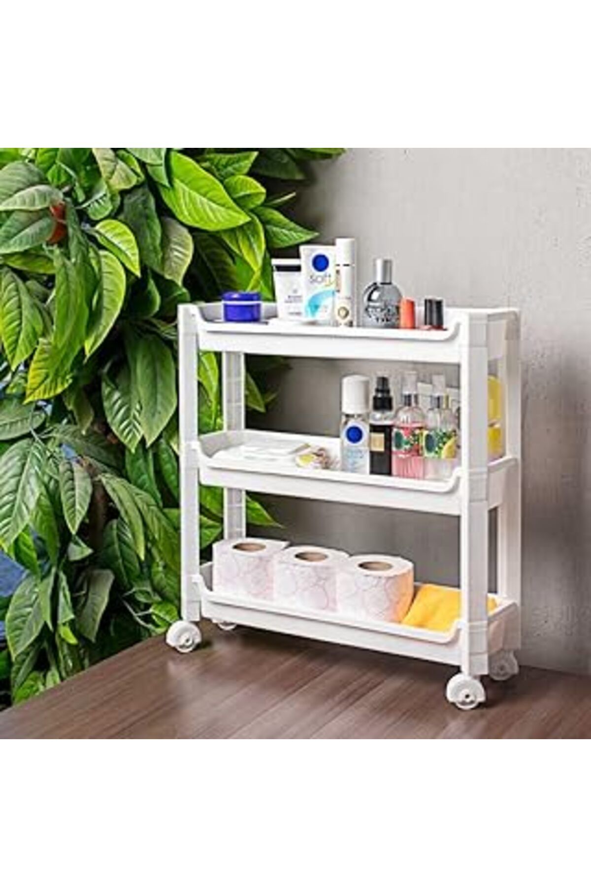 robotrend Porsima Org-65 Tekerlekli 3 Katlı Organizer Raf Beyaz